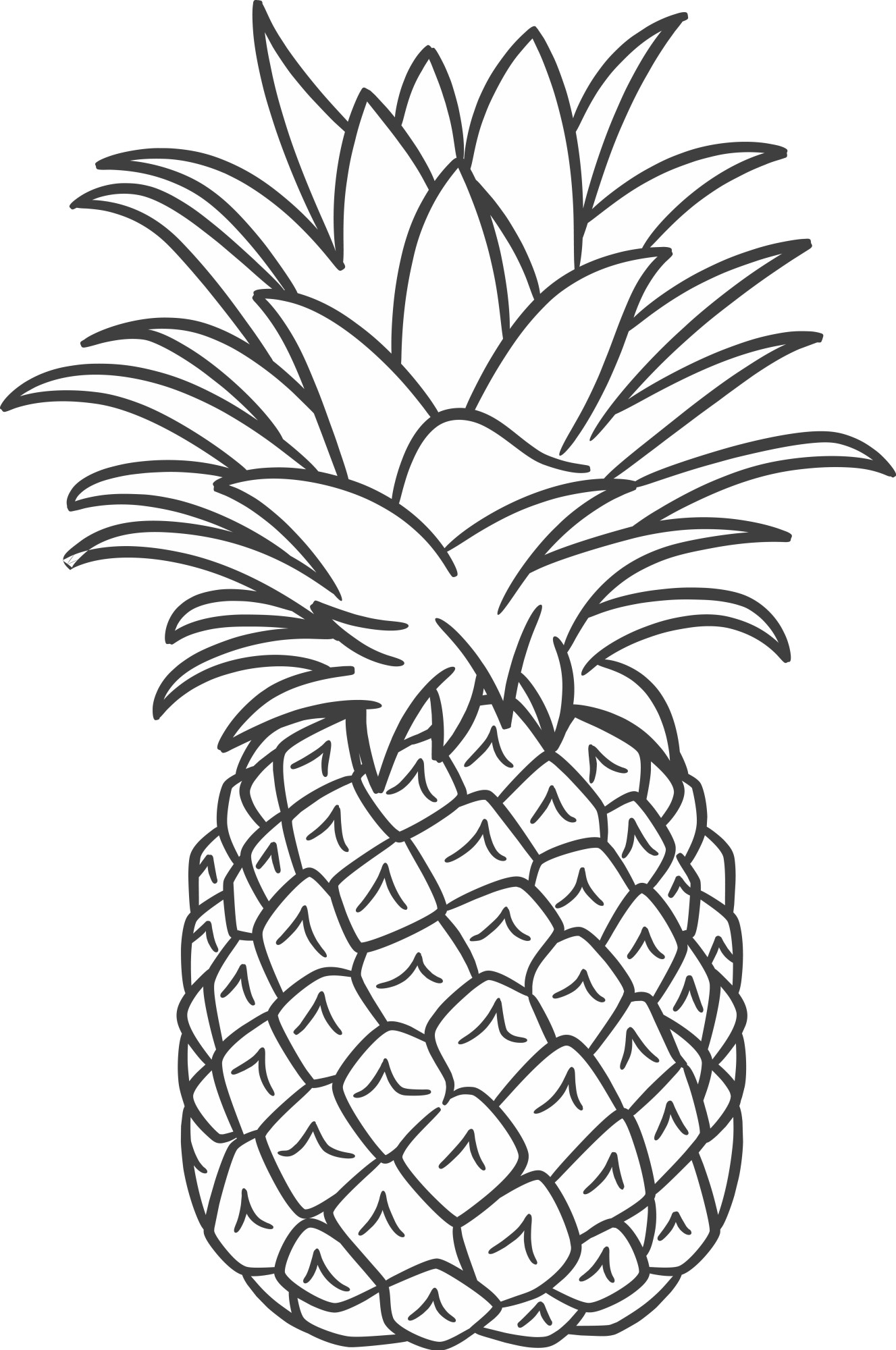 Раскраска для детей: вкусный фрукт ананас