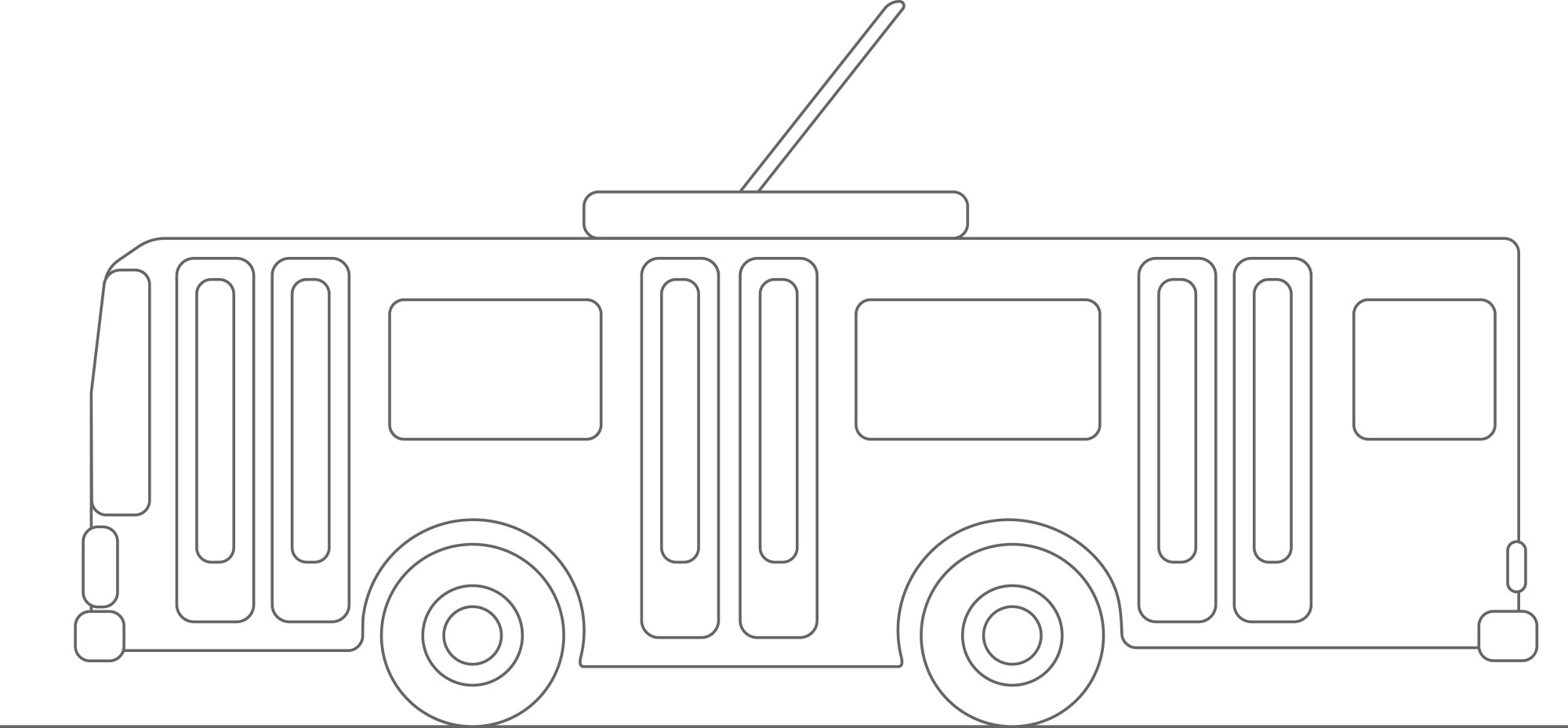 Раскраска для детей: мультяшный троллейбус