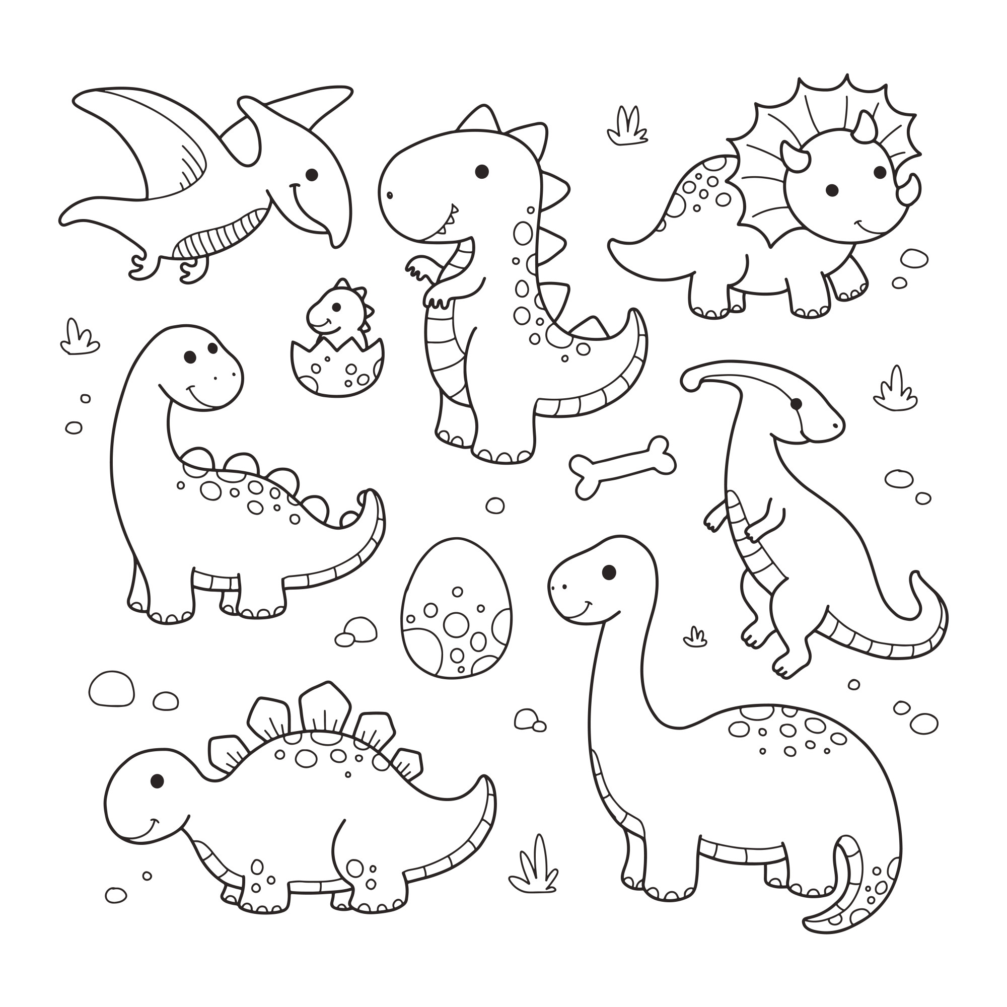 Раскраска для детей: доисторические динозавры