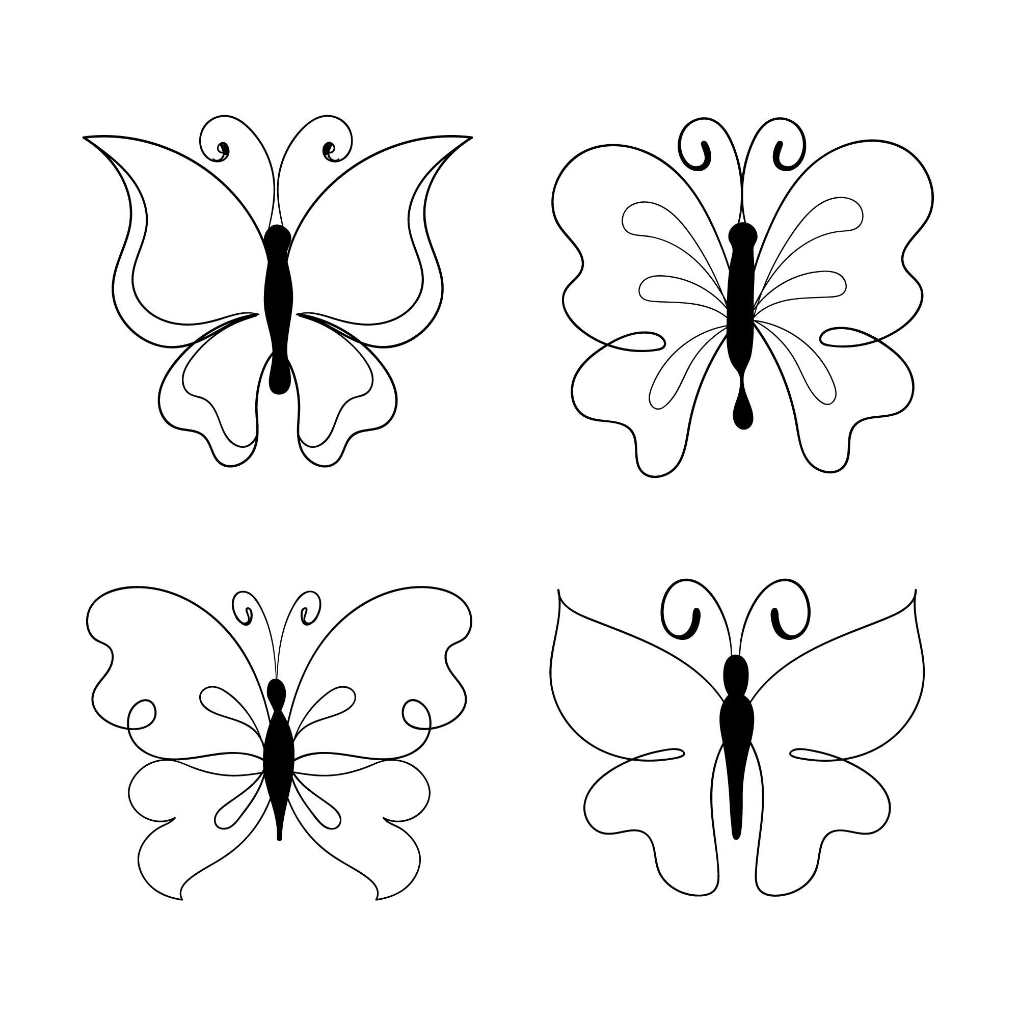 Раскраска для детей: набор из бабочек контур