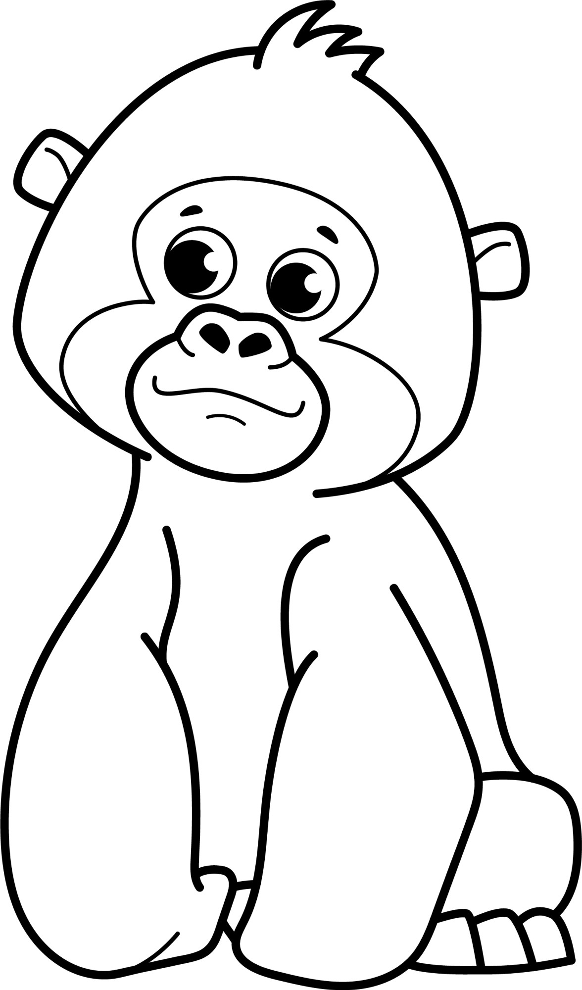Раскраска для детей: картинка особи гориллы
