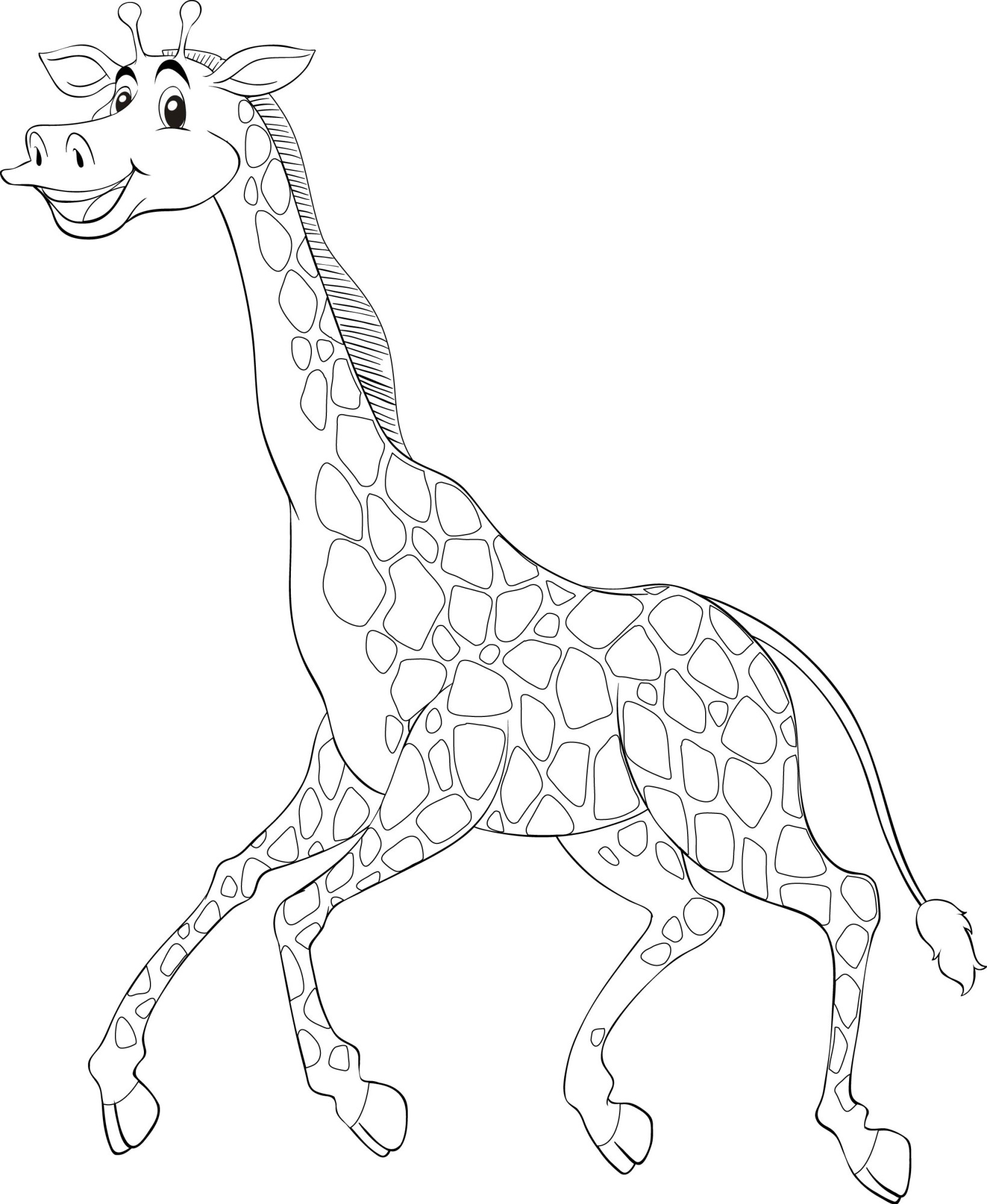 Раскраска для детей: бегущий жираф