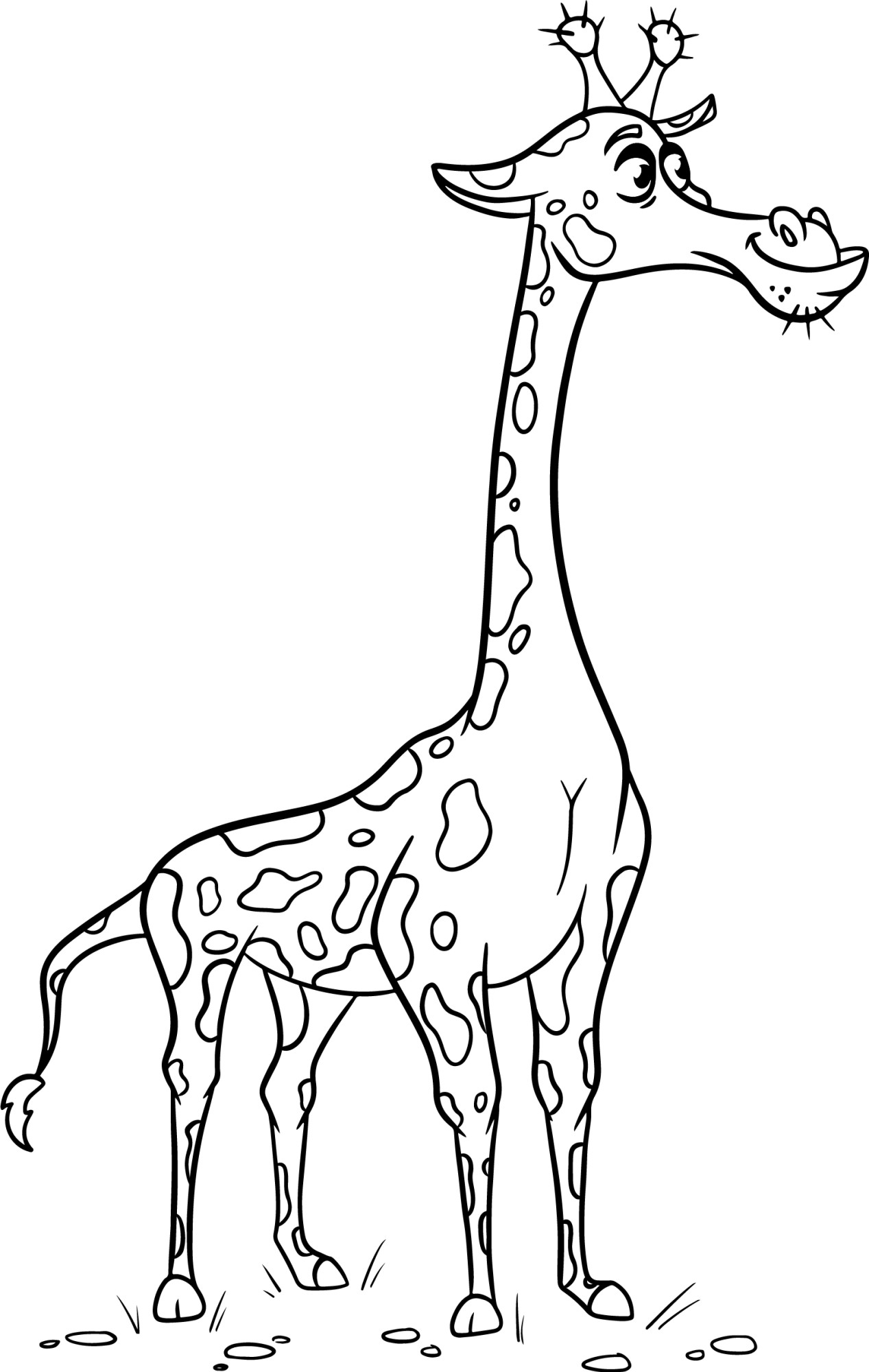 Раскраска для детей: большой забавный жираф
