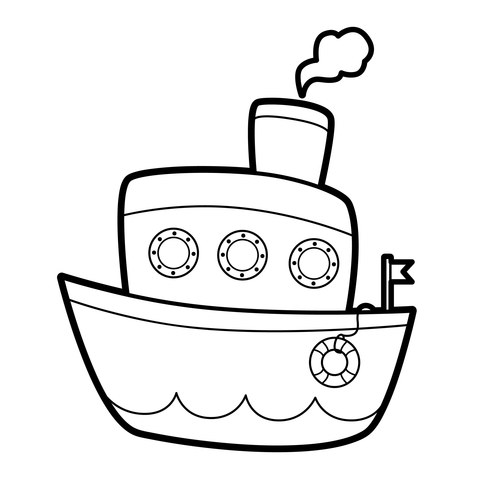 Раскраска для детей: миниатюрный детский кораблик