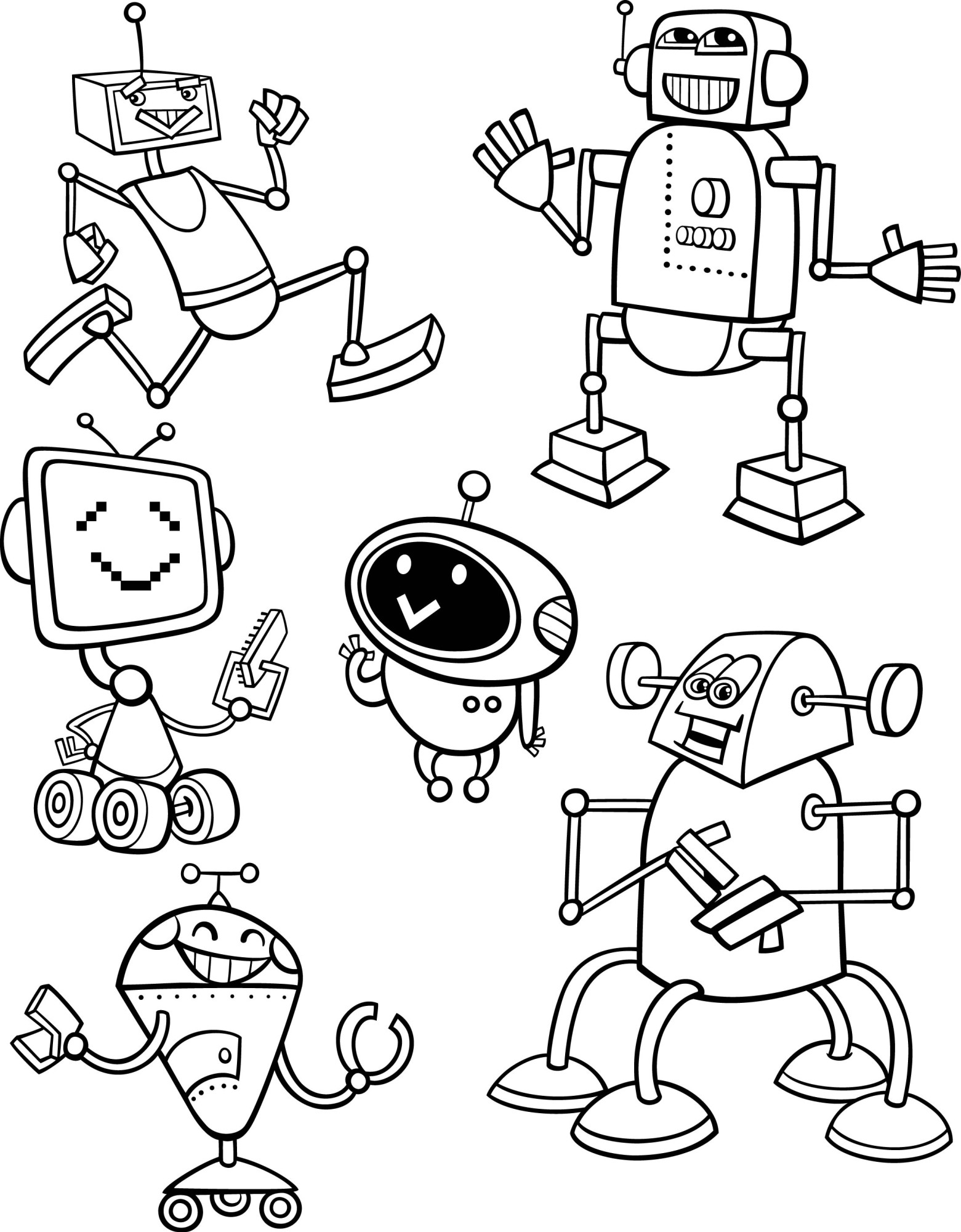 Раскраска для детей: сказочные роботы затейники