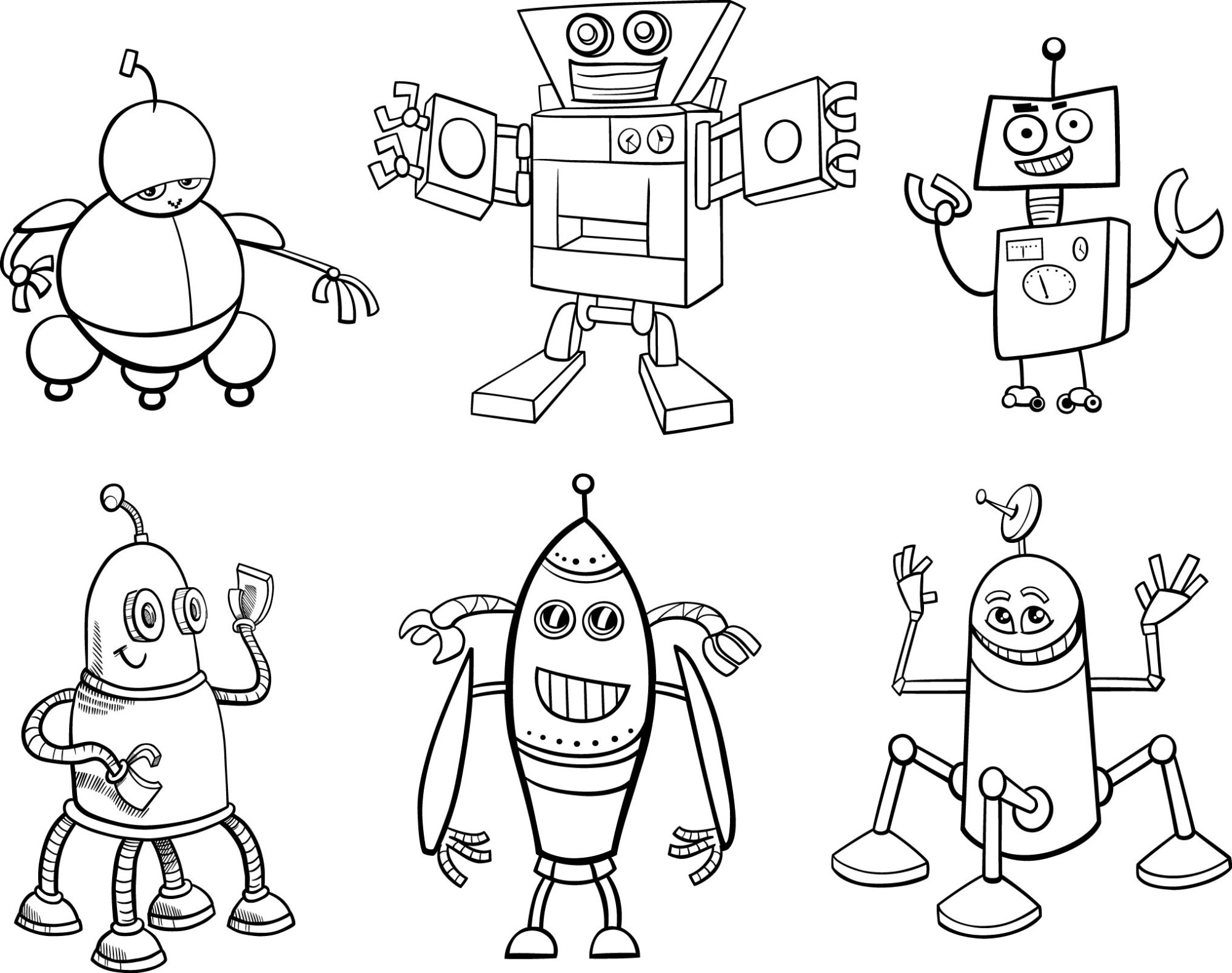 Раскраска для детей: персонажи галактических роботов