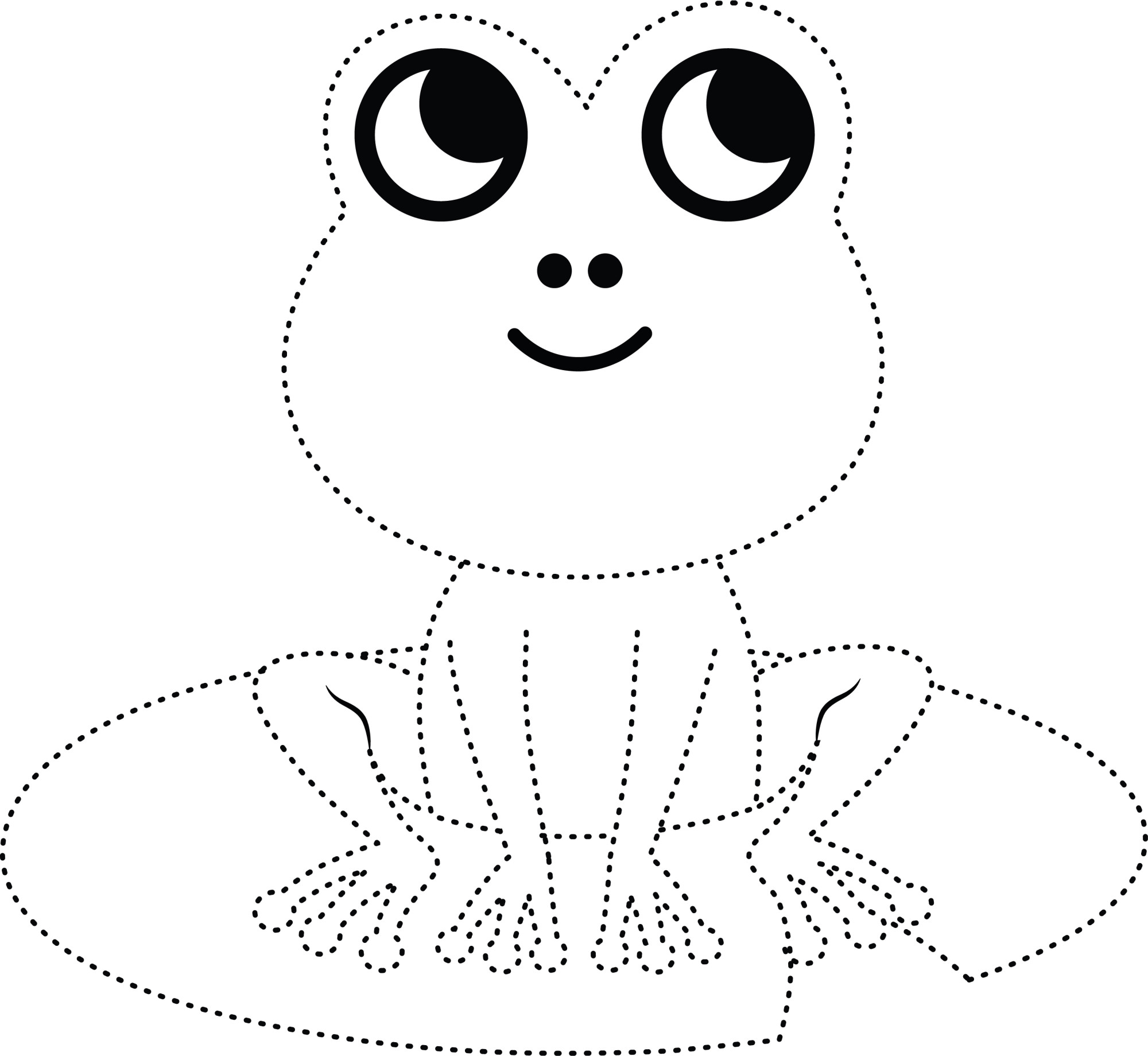 Раскраска для детей: лягушонок сидит на листочке по точкам