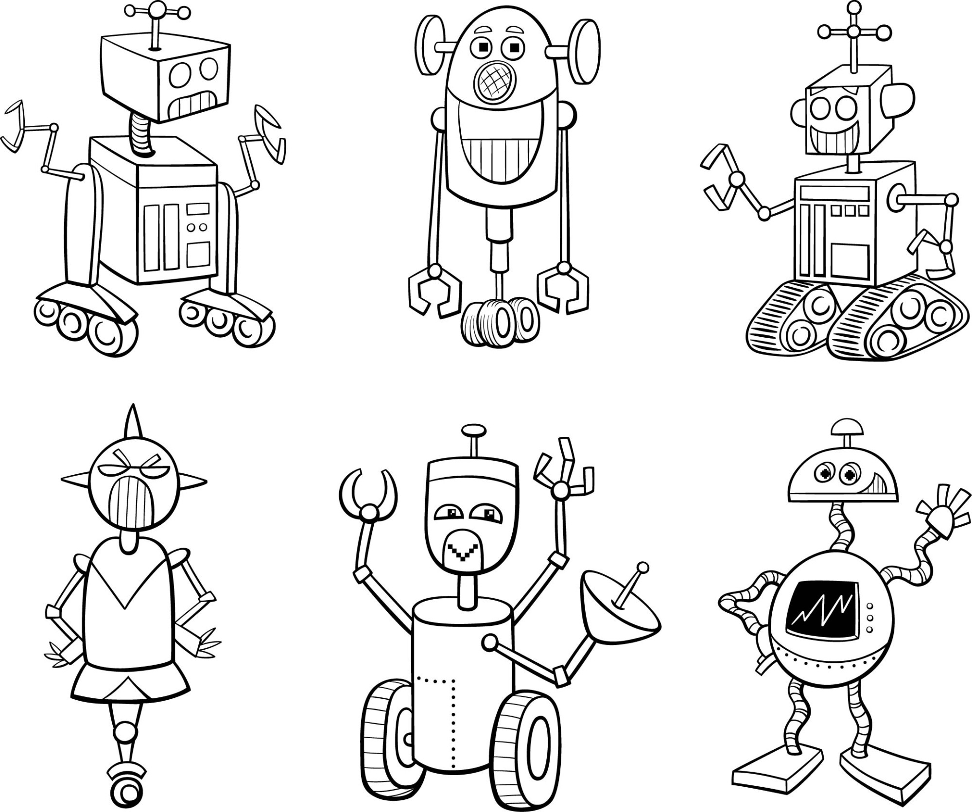 Раскраска для детей: галактические персонажи роботы