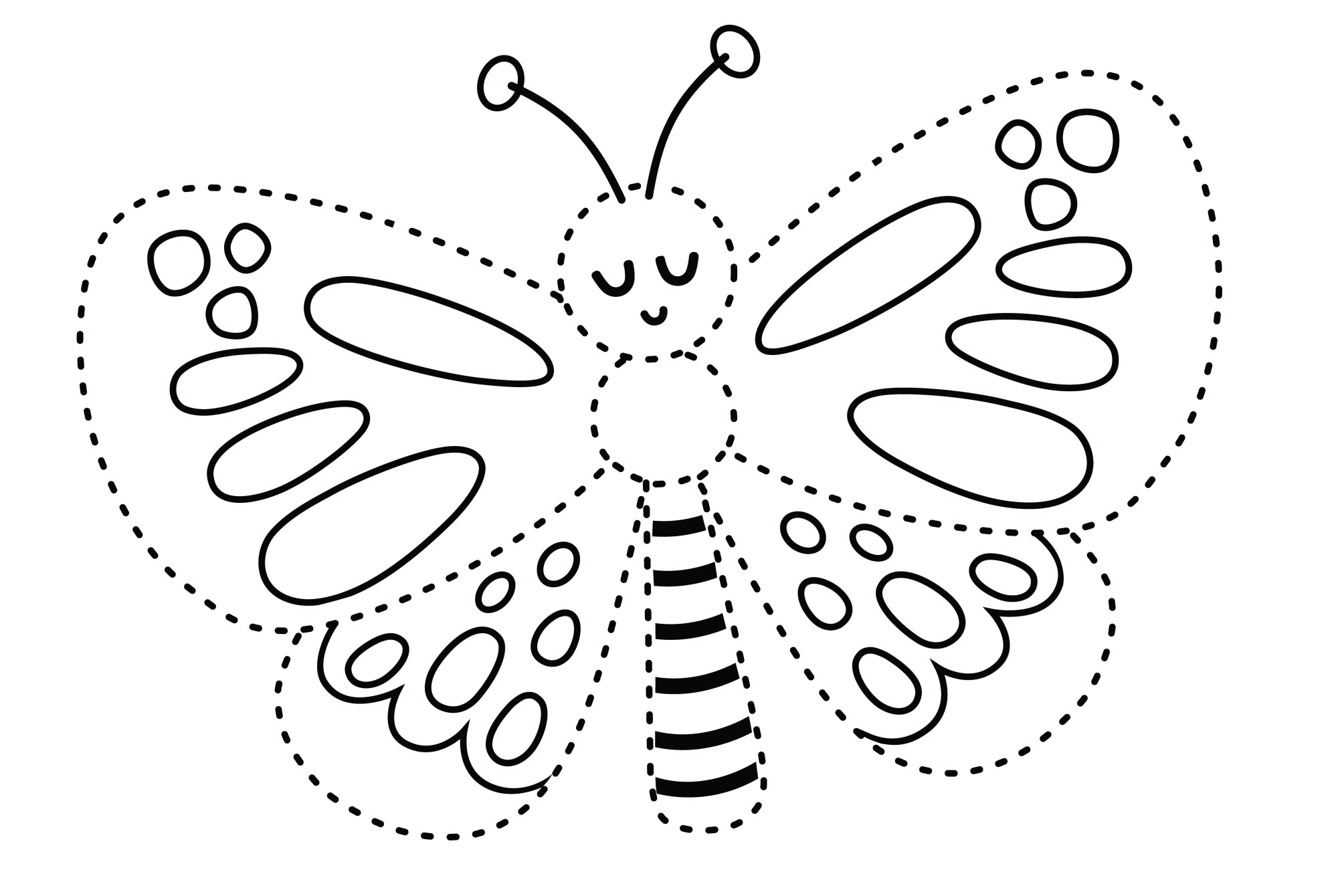 Раскраска для детей: бабочка по точкам