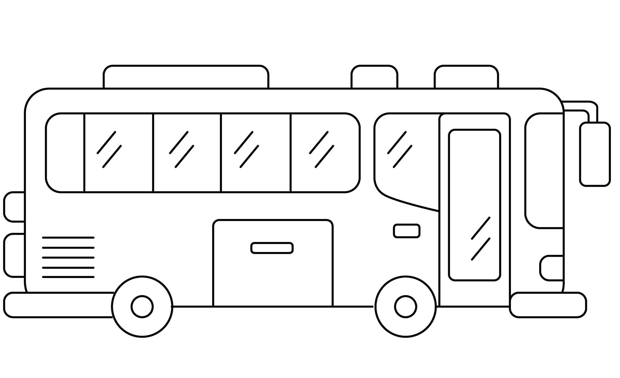 Раскраска для детей: детский автобус вид сбоку