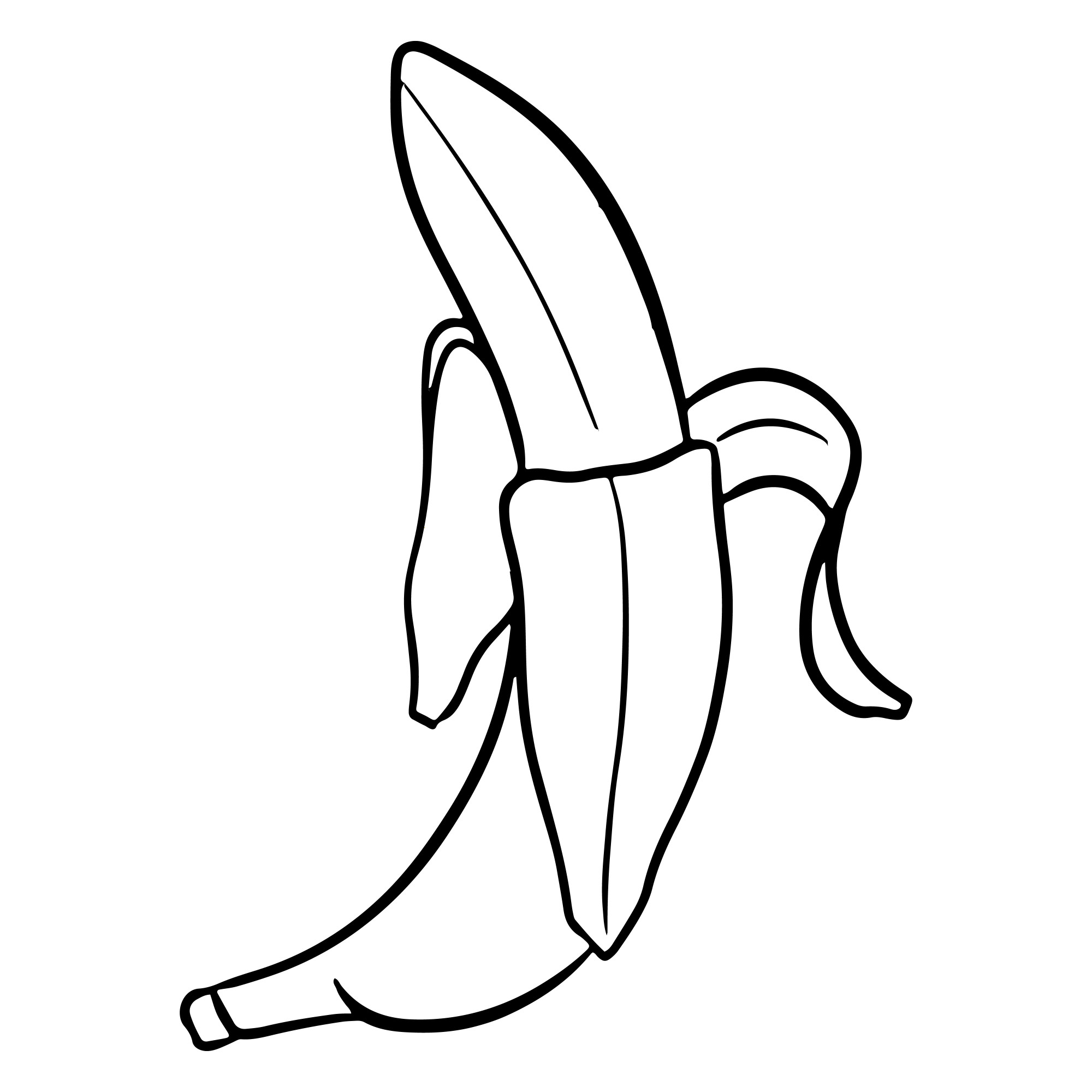 Раскраска для детей: банан с кожурой