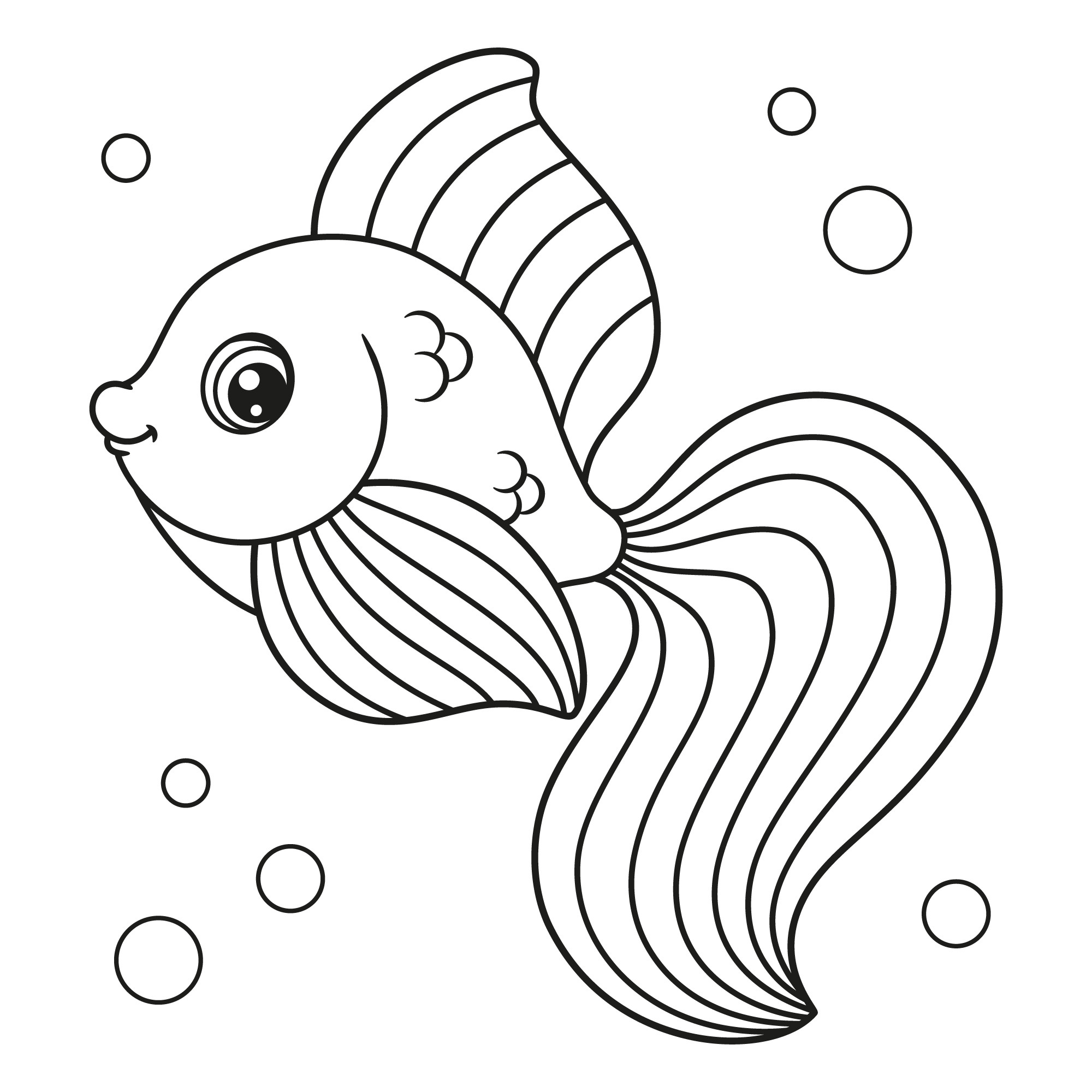 Раскраска для детей: золотая рыбка из сказки