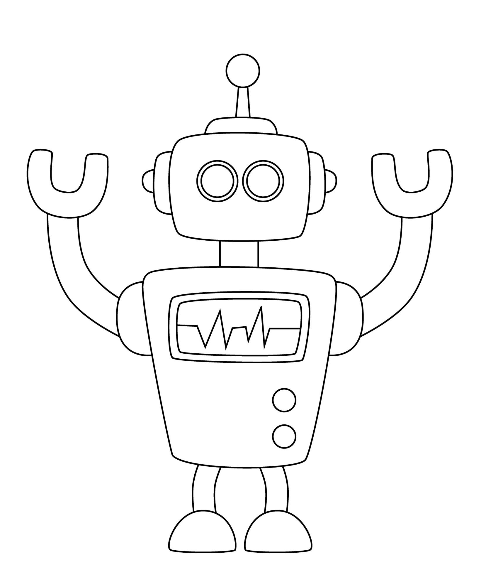 Раскраска для детей: ретро робот с антенной