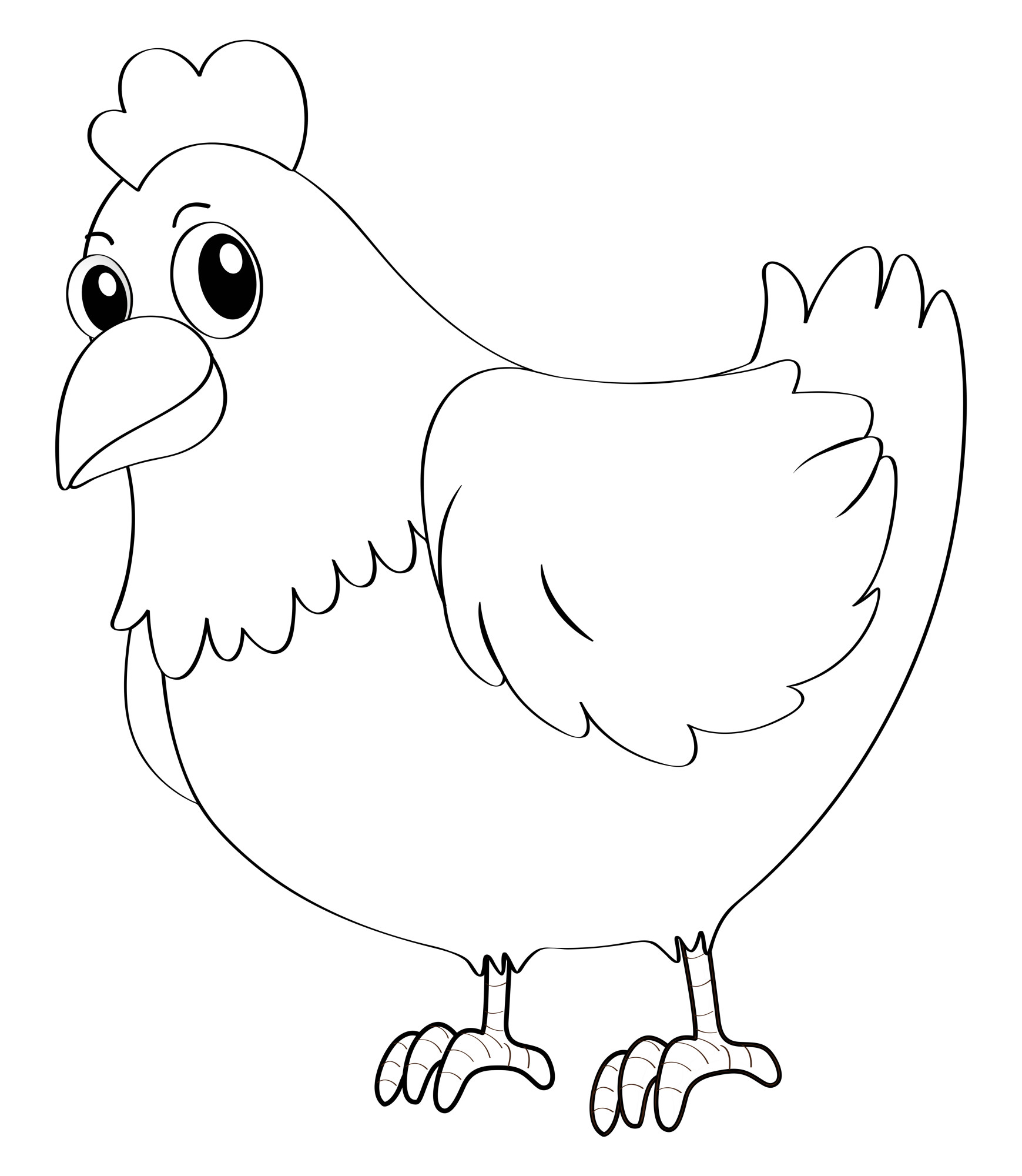 Раскраска для детей: курица с большими глазами