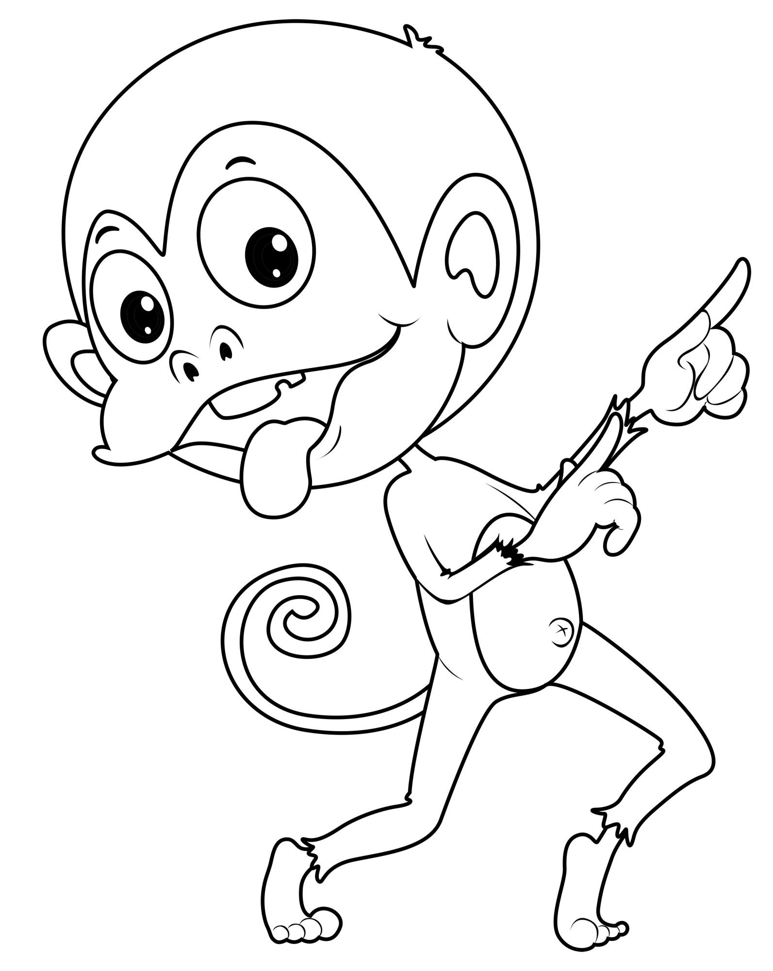 Раскраска для детей: обезьянка дурачится