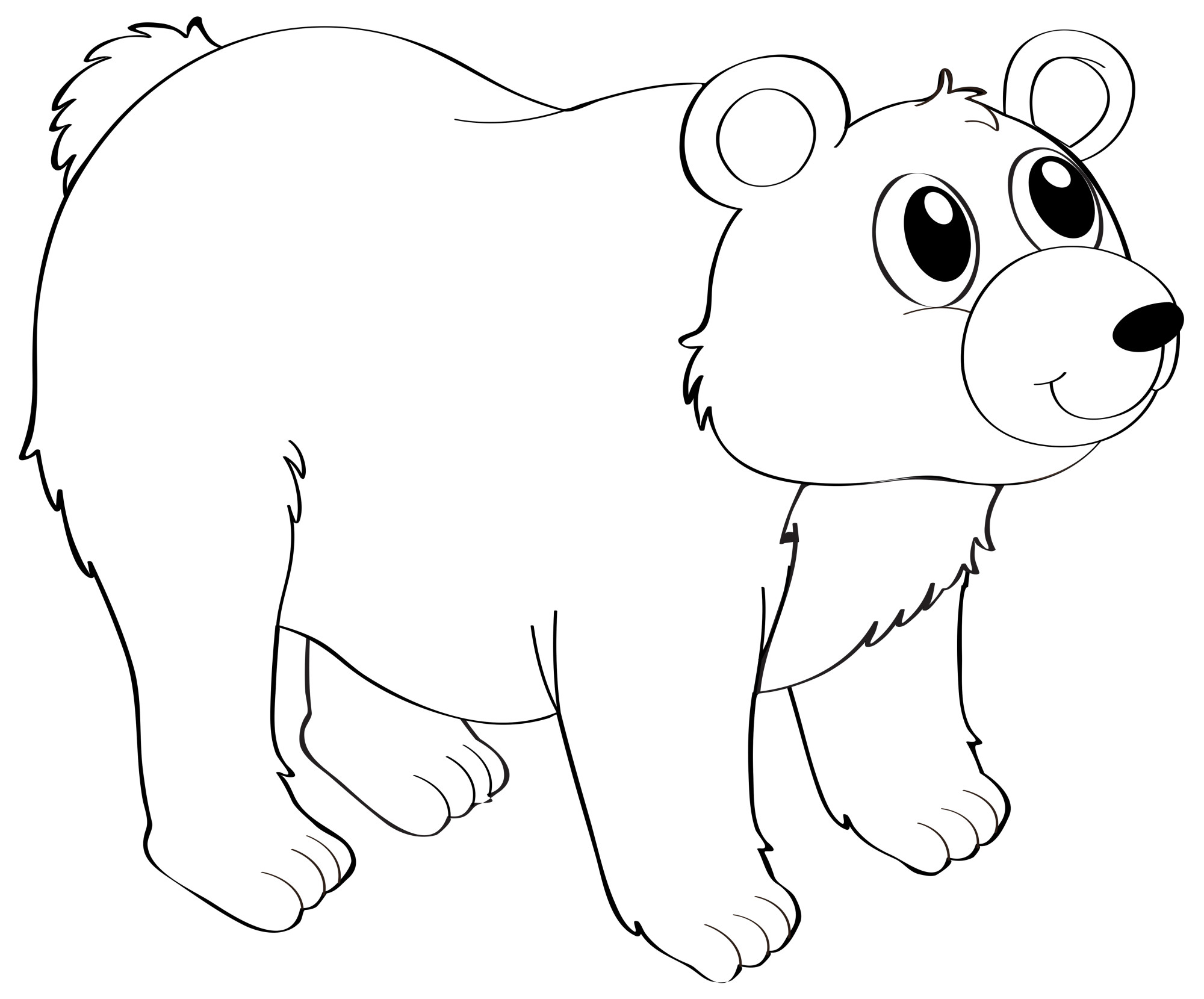 Раскраска для детей: сказочный медведь с большими добрыми глазами
