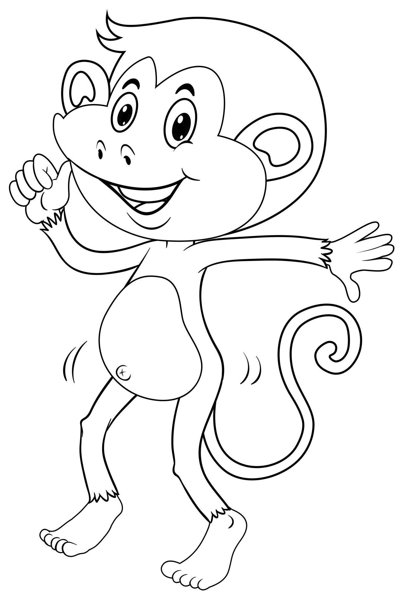 Раскраска для детей: веселый танец обезьяны
