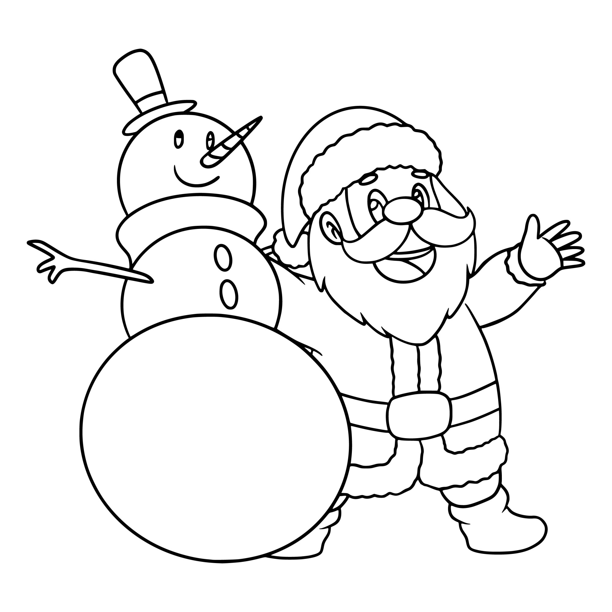 Раскраска для детей: дед мороз и снеговик