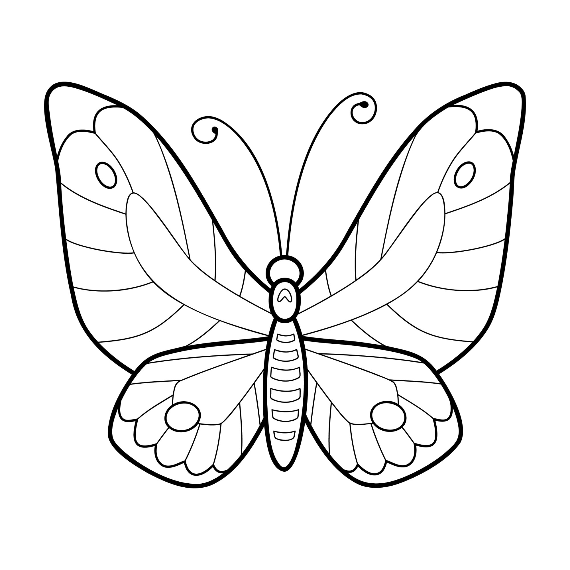 Раскраска для детей: счастливая бабочка