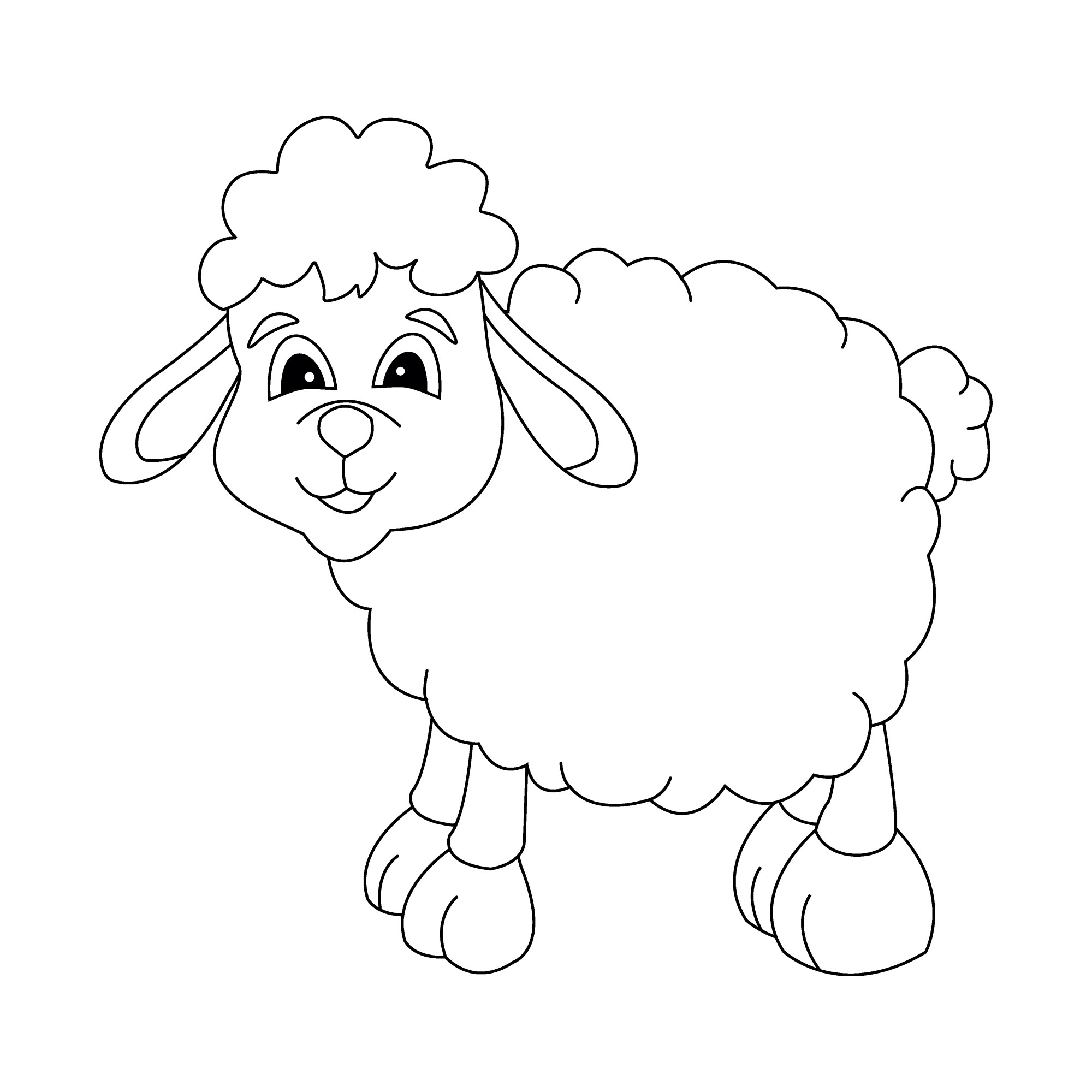 Раскраска для детей: овца с длинными ушами