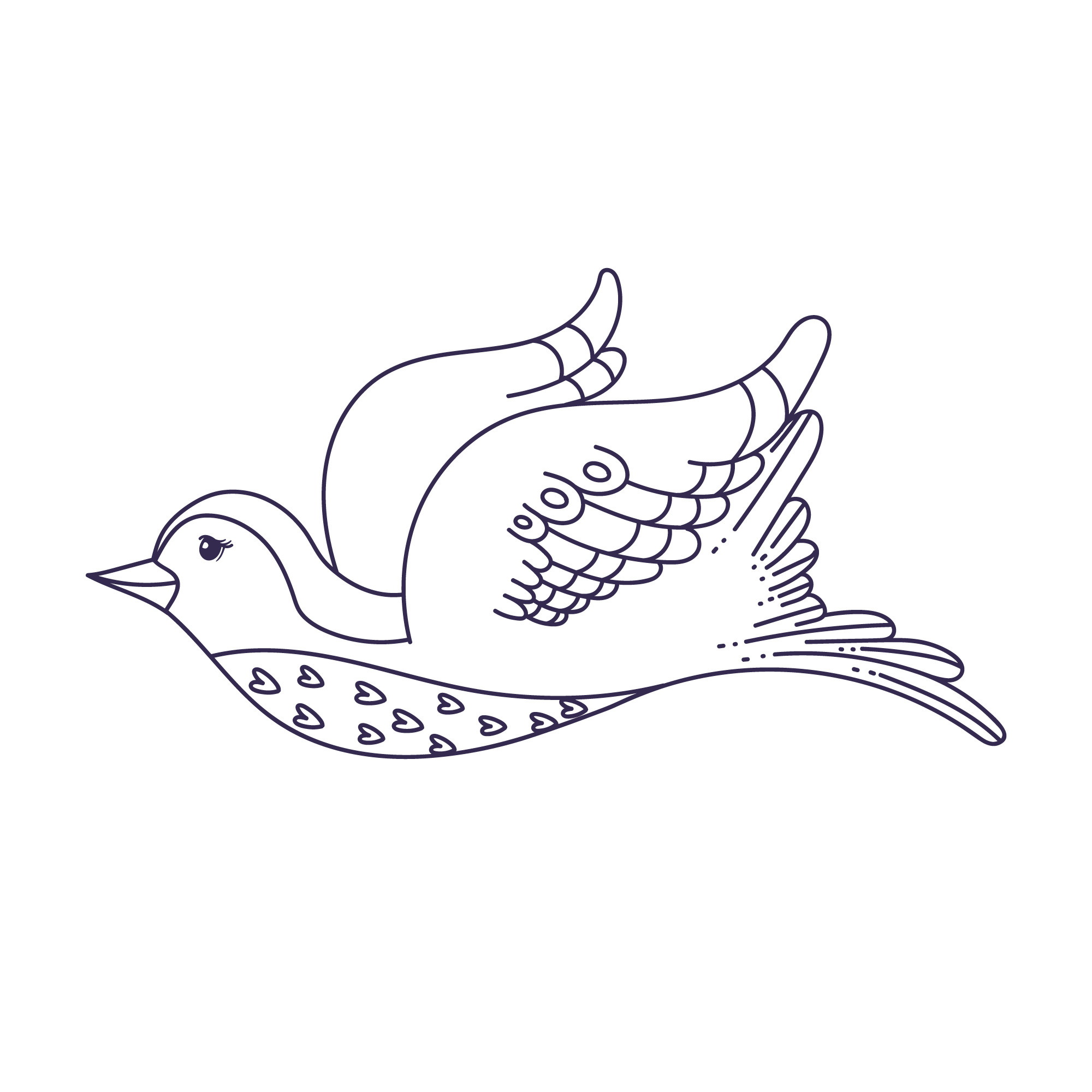 Раскраска для детей: сказочная птица с красивым оперением