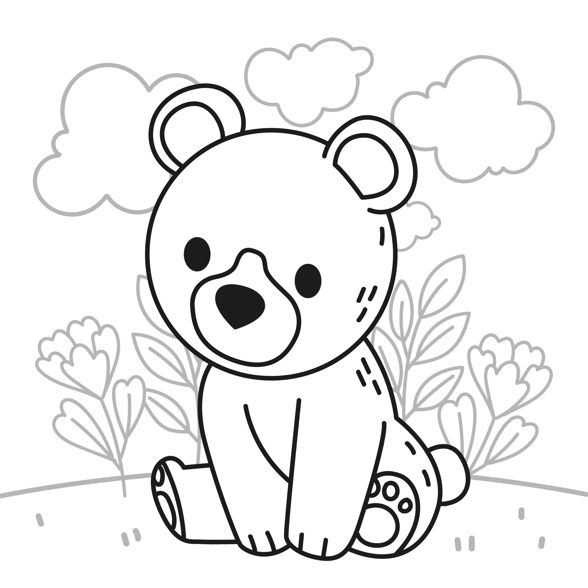 Раскраска для детей: сонный медвежонок