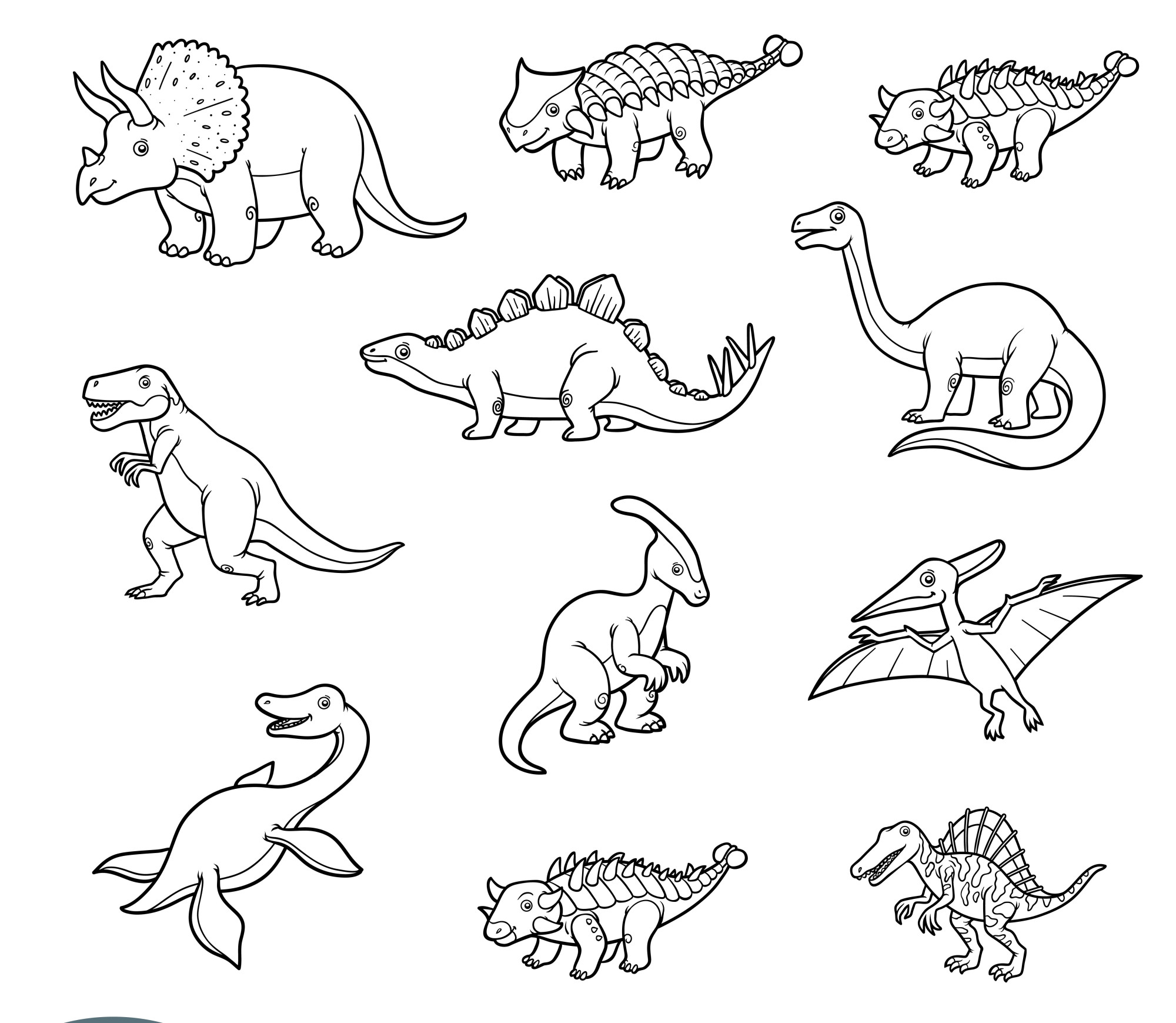Раскраска для детей: виды динозавров