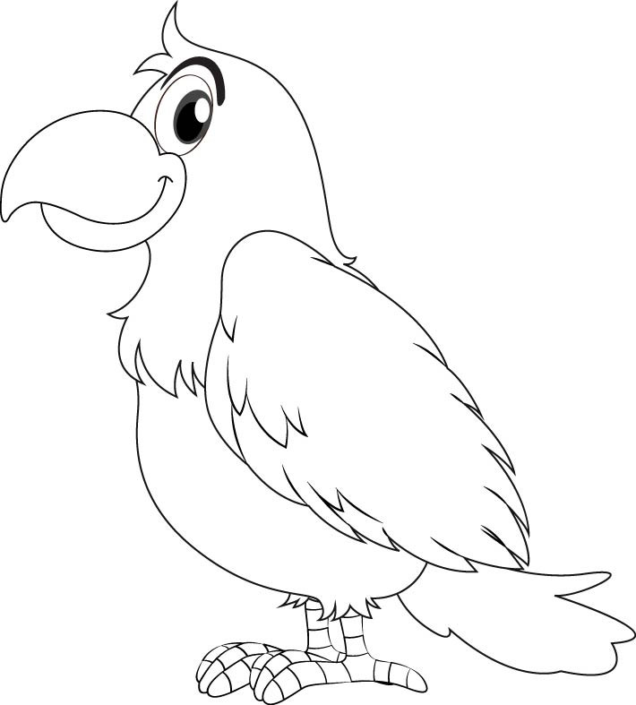 Раскраска для детей: большой попугай ара в профиль