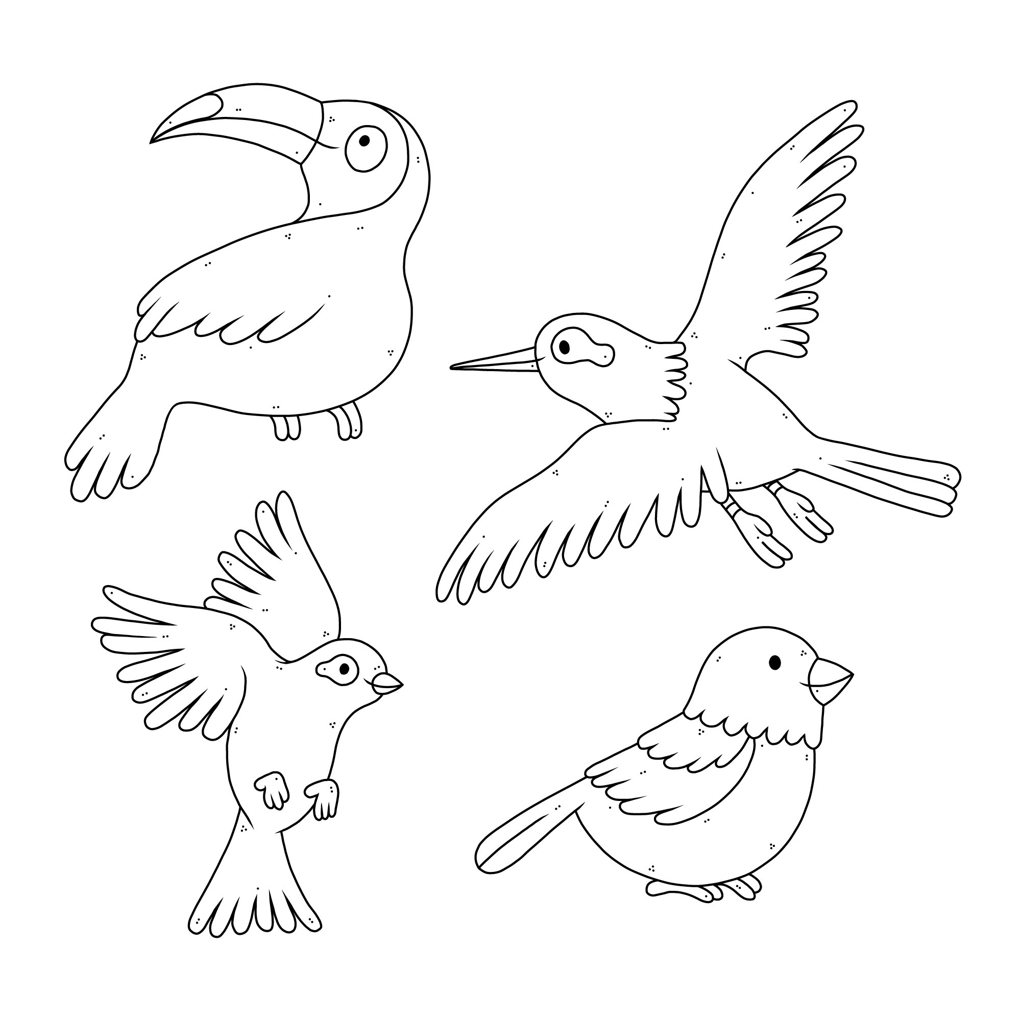 Раскраска для детей: набор красивых птиц