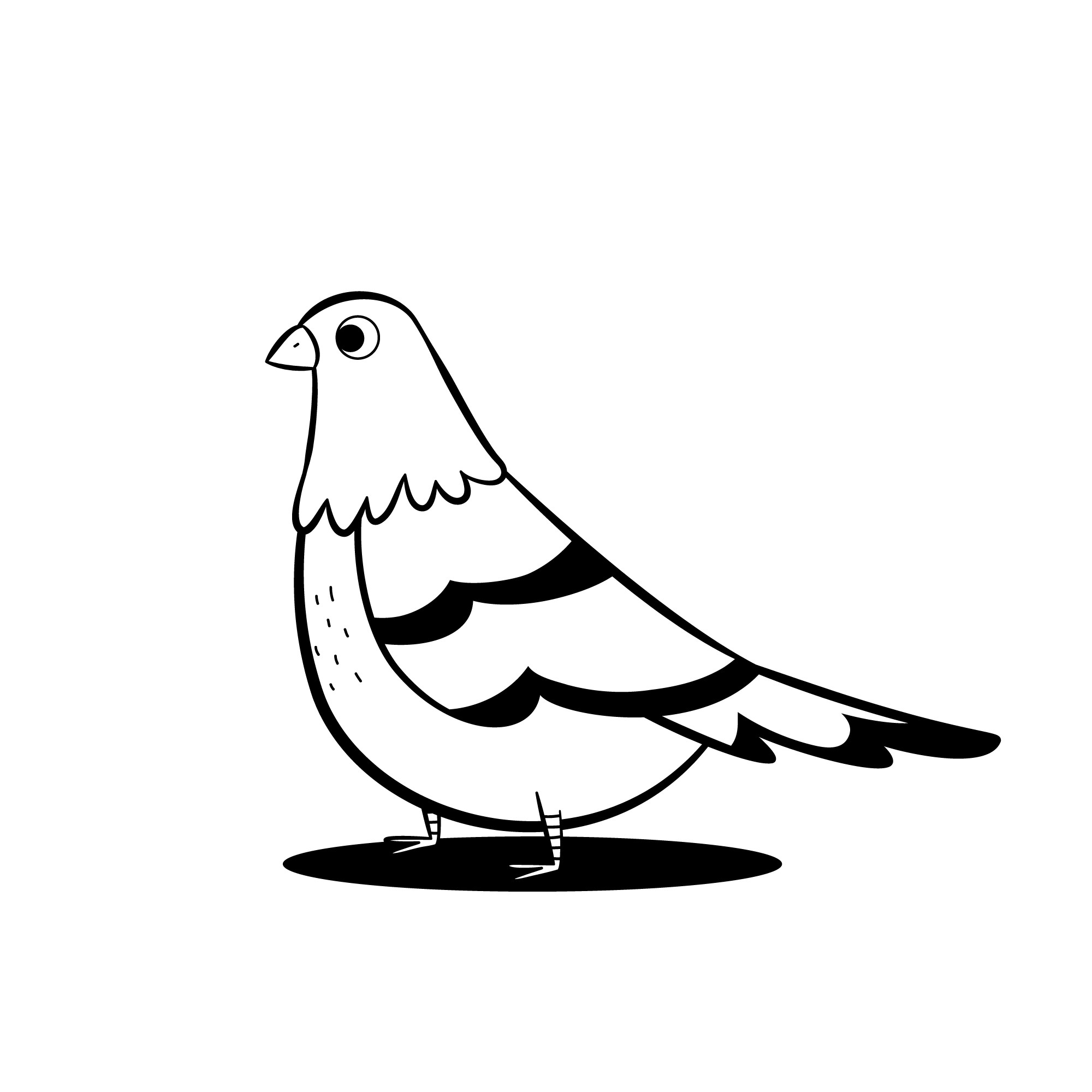 Раскраска для детей: полосатый мультяшный голубь