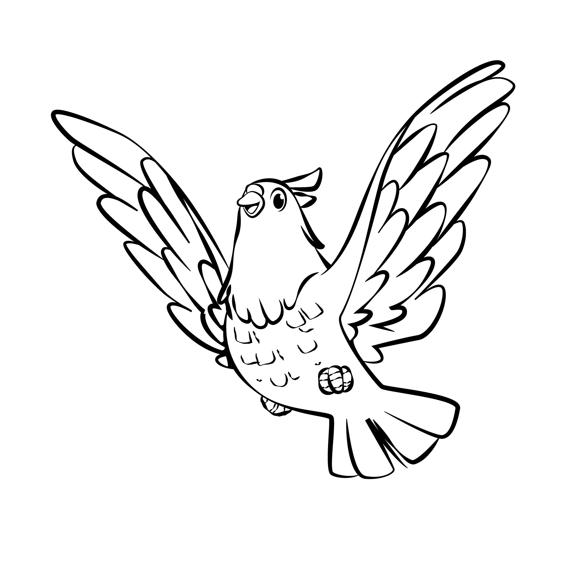 Раскраска для детей: контур птицы голубь