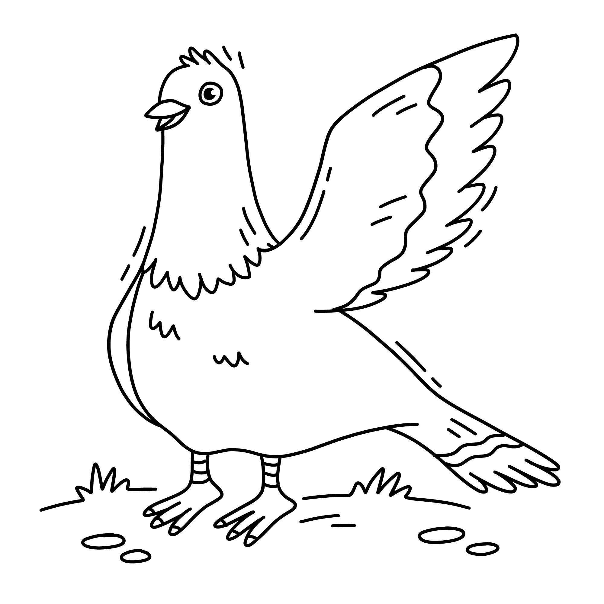Раскраска для детей: сказочный голубь машет крылом