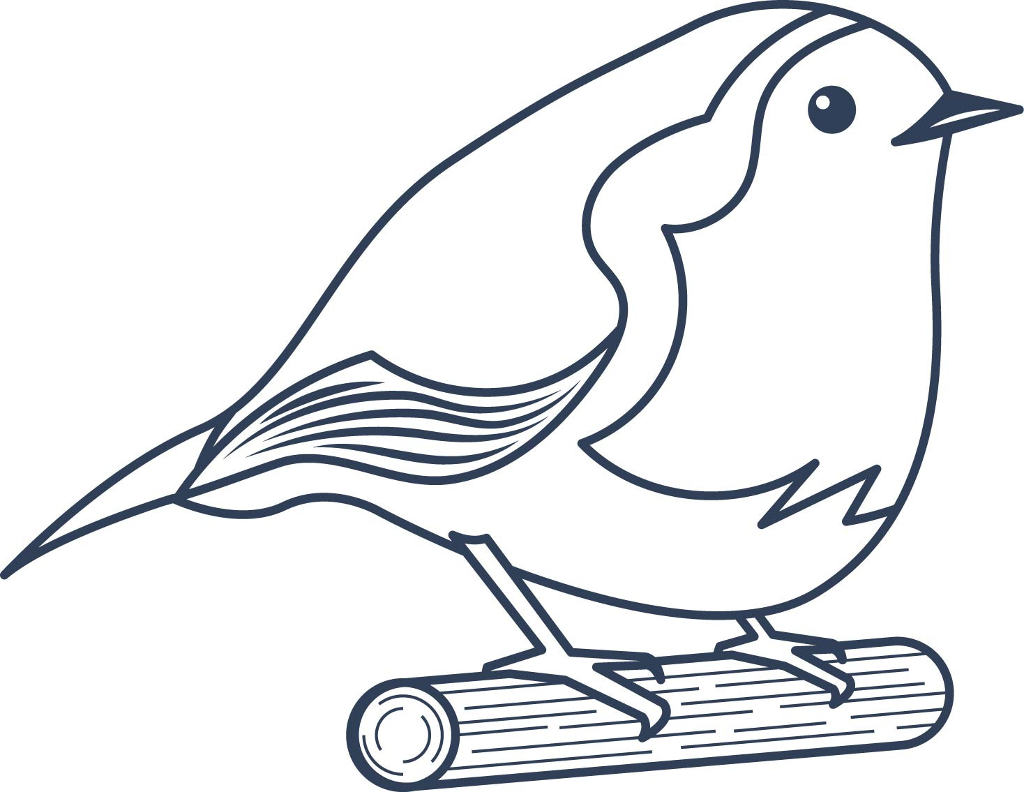 Раскраска для детей: птичка сидит на палочке