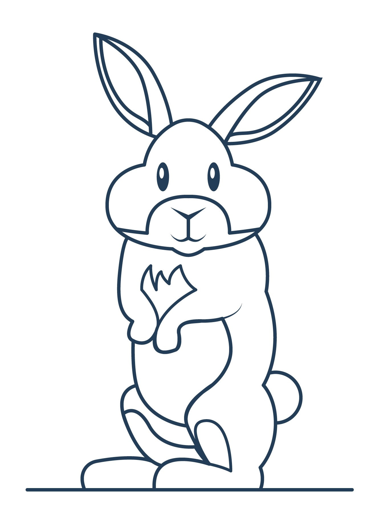 Раскраска для детей: заяц русак на задних лапах