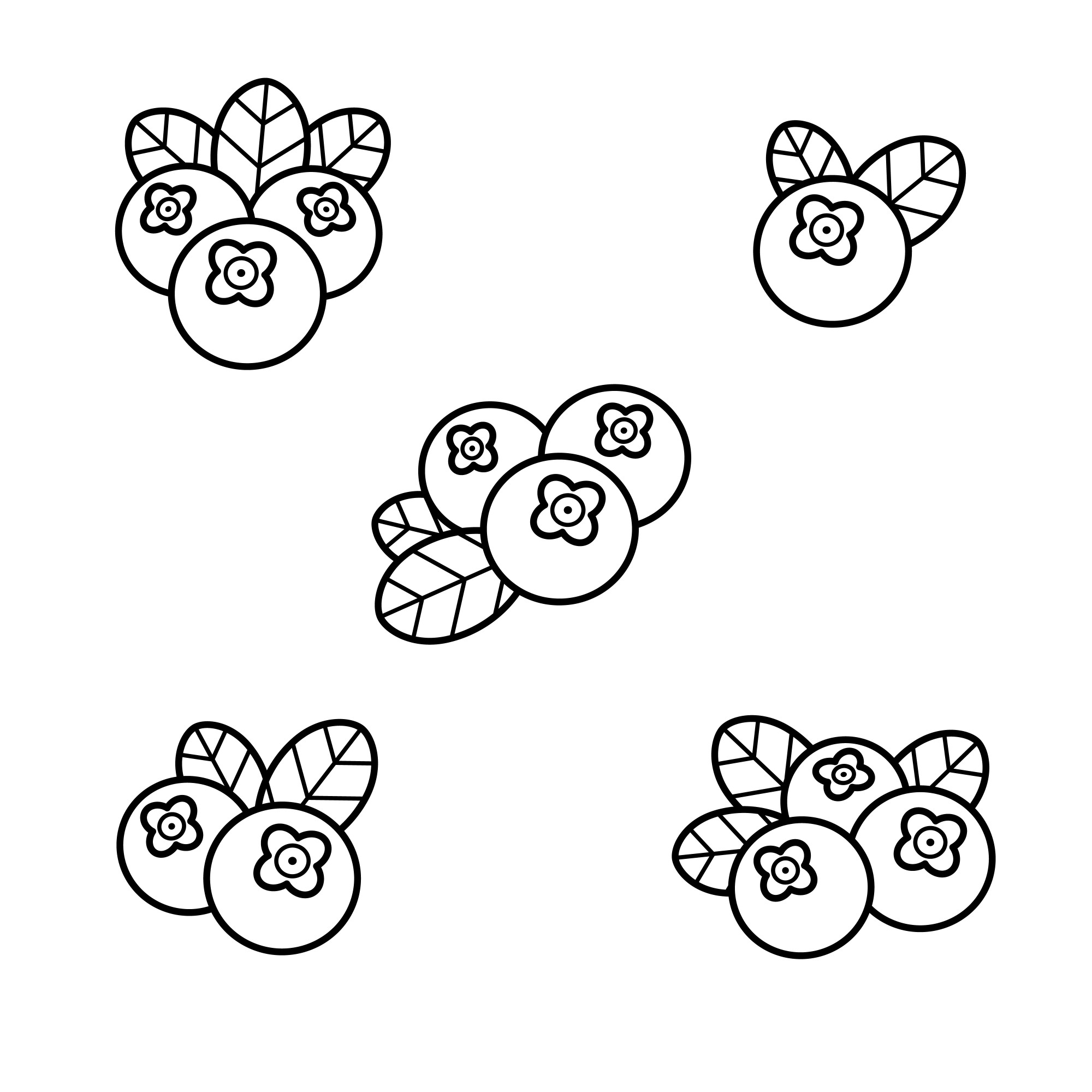 Раскраска для детей: спелые ягоды черники