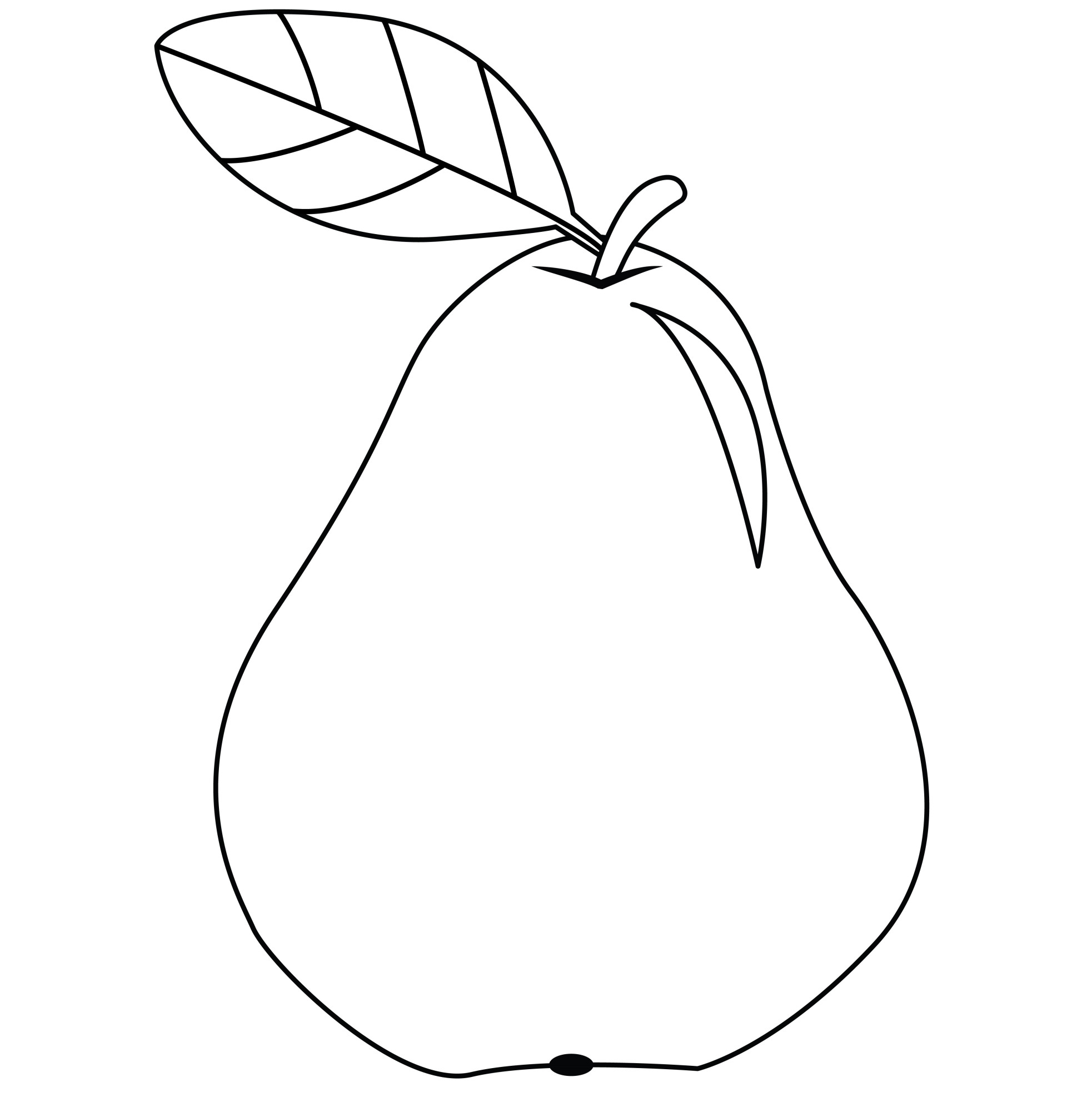 Раскраска для детей: спелая груша с листиком