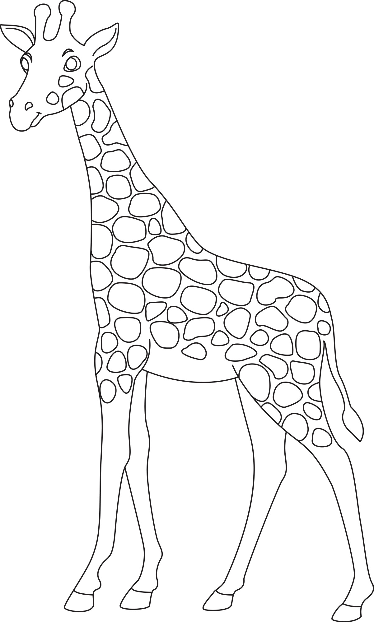 Раскраска для детей: стройный жираф