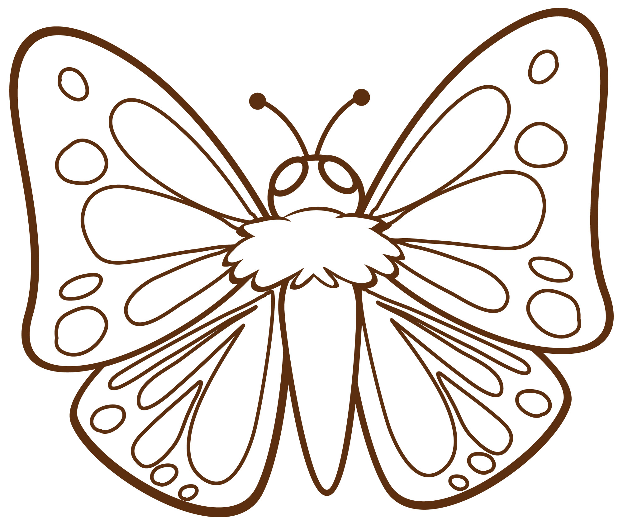Раскраска для детей: большая летняя бабочка