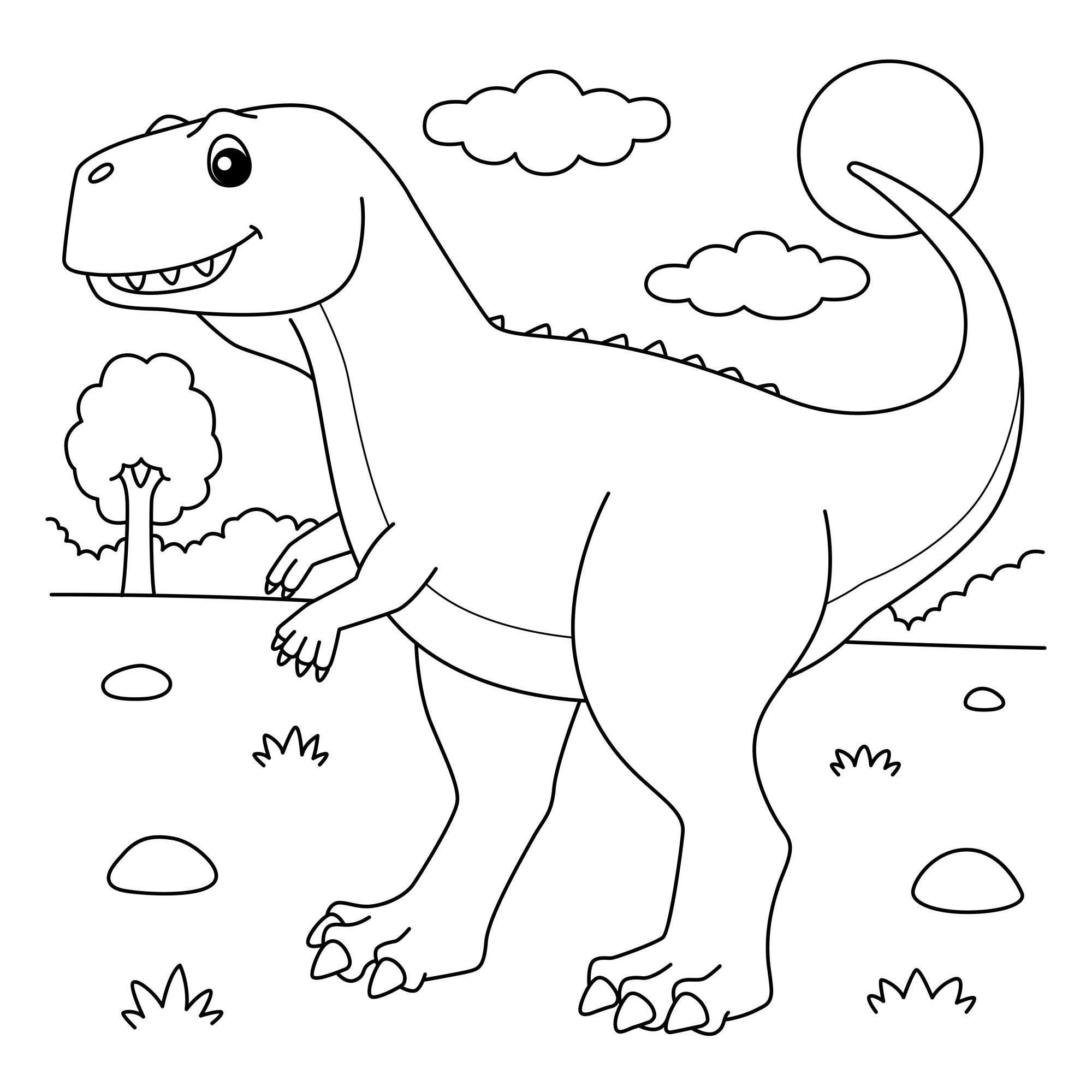 Раскраска для детей: динозавр экриксинатозавр на фоне леса