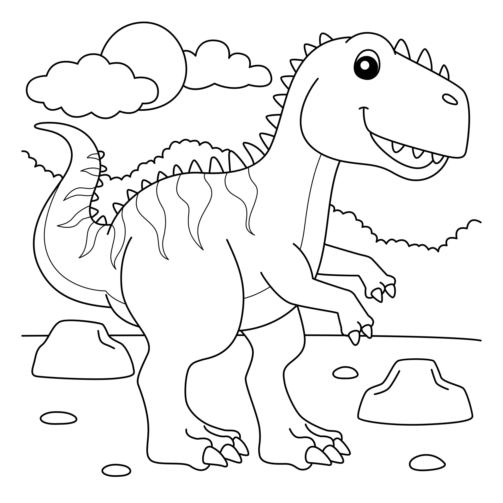 Раскраска для детей: динозавр гиганотозавр исследователь