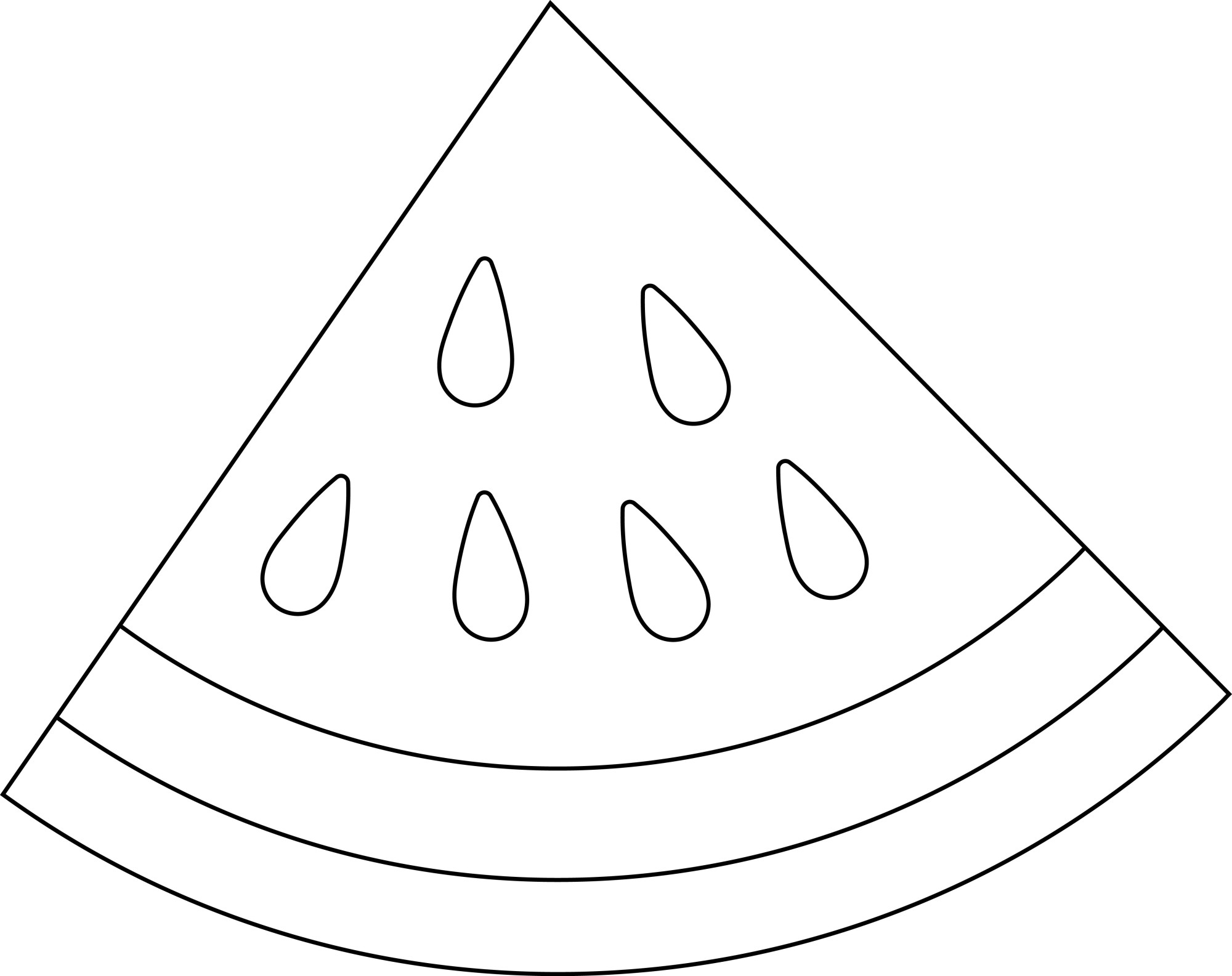 Раскраска для детей: треугольная красивая долька арбуза