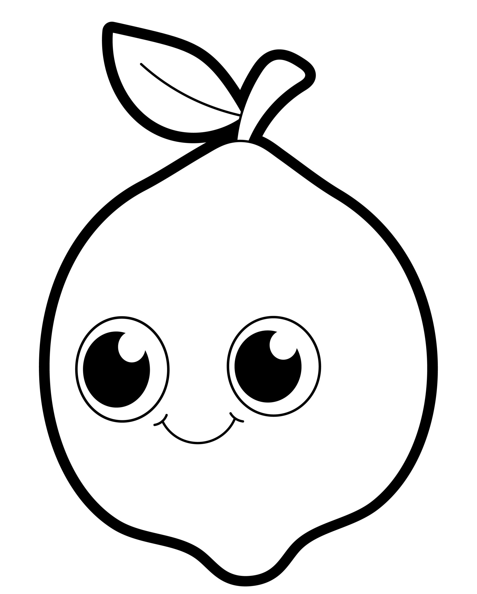 Раскраска для детей: лимон с большими глазами