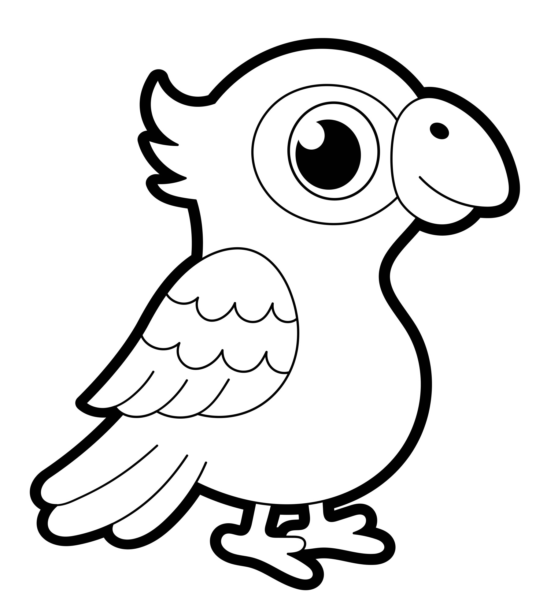 Раскраска для детей: контур попугай