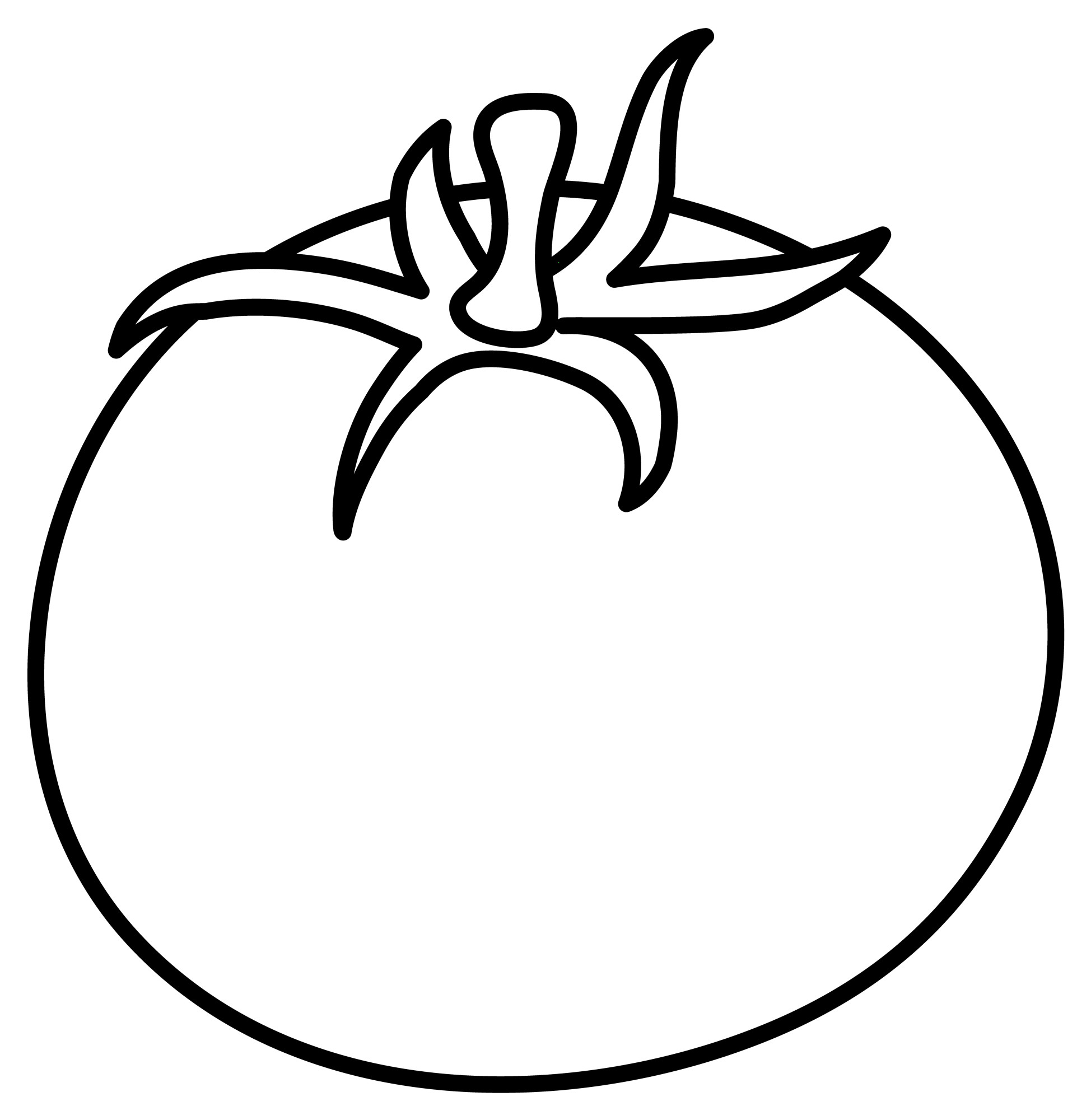 Раскраска для детей: помидор с грядки