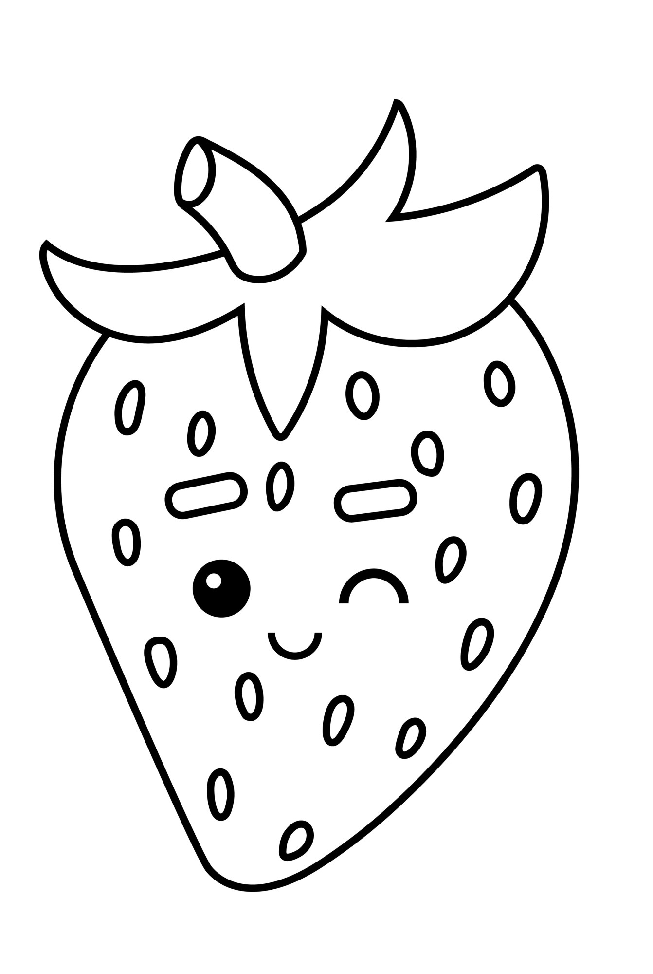 Раскраска для детей: ягода клубника подмигивает