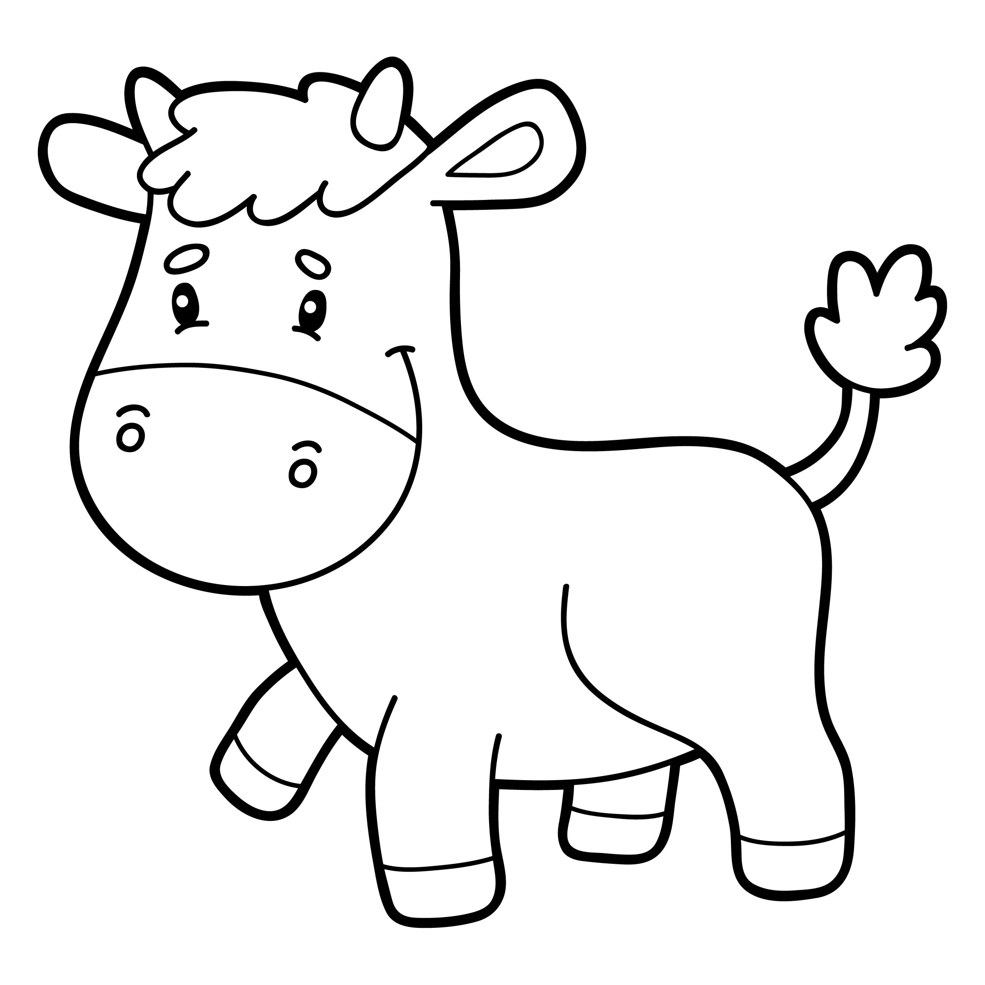 Раскраска для детей: теленок играется