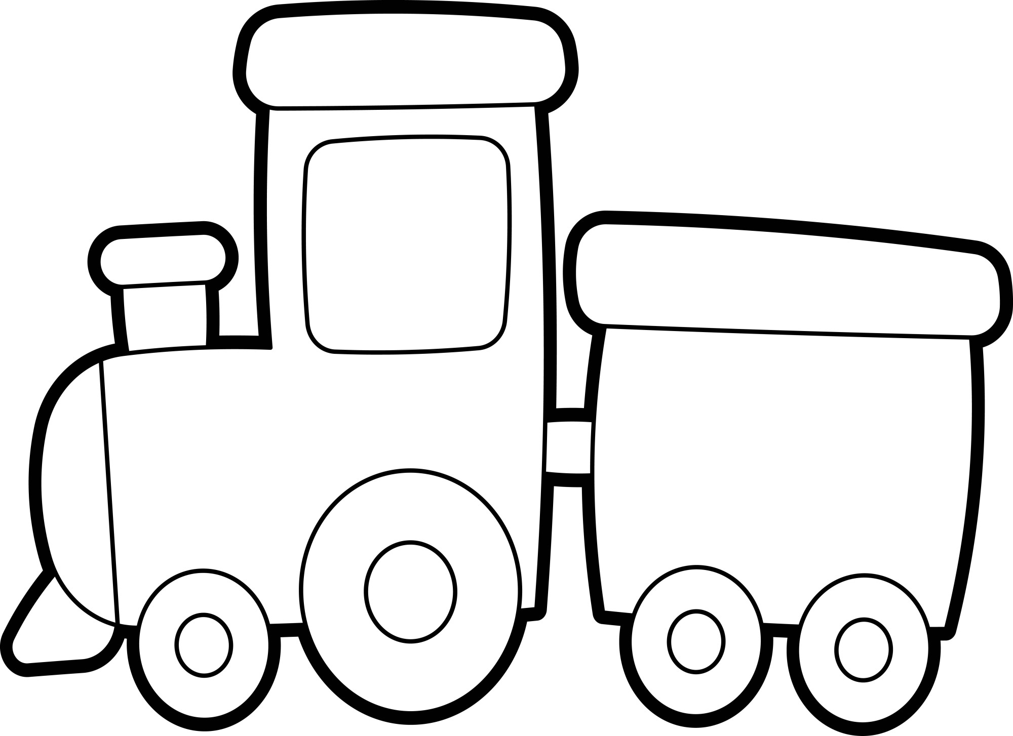 Раскраска для детей: детский поезд с маленьким вагончиком