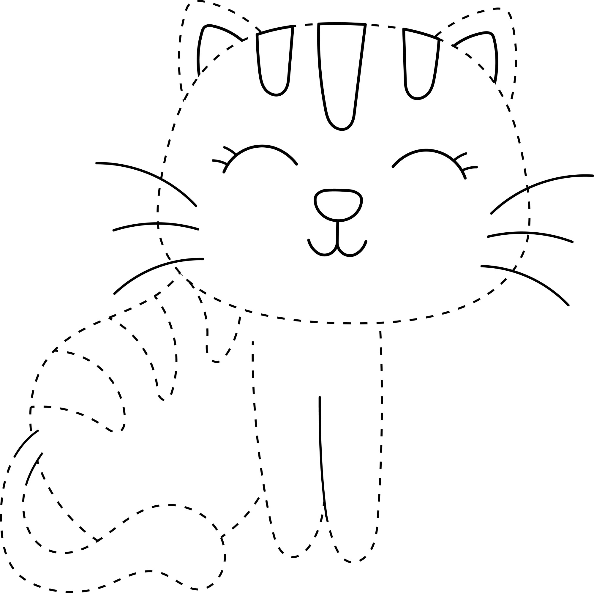 Раскраска для детей: котенок по точкам