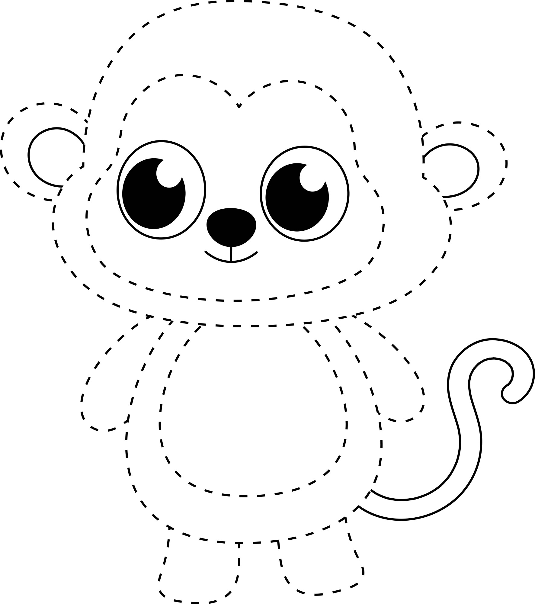 Раскраска для детей: обезьяна по точкам
