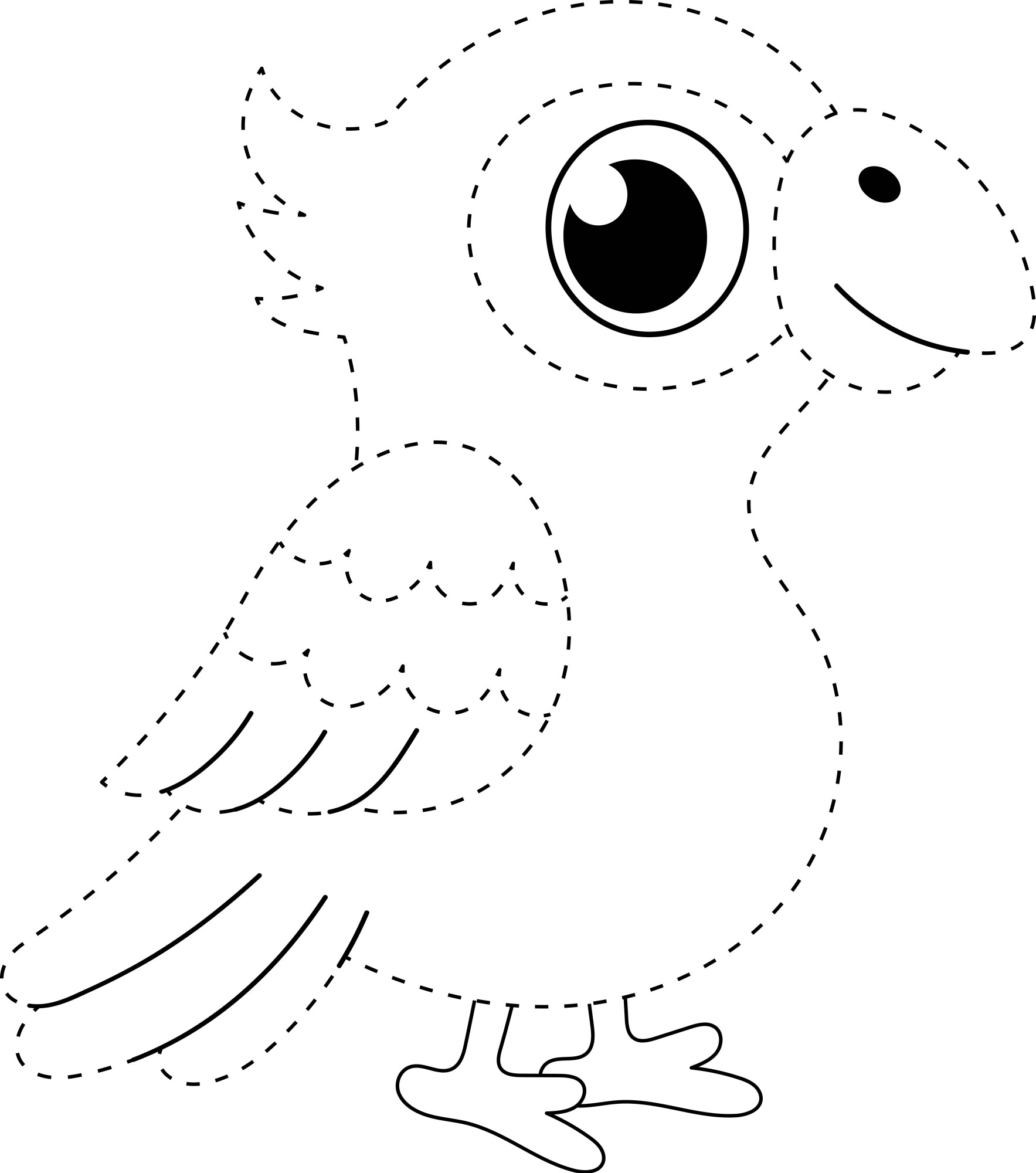 Раскраска для детей: умный попугай по точкам
